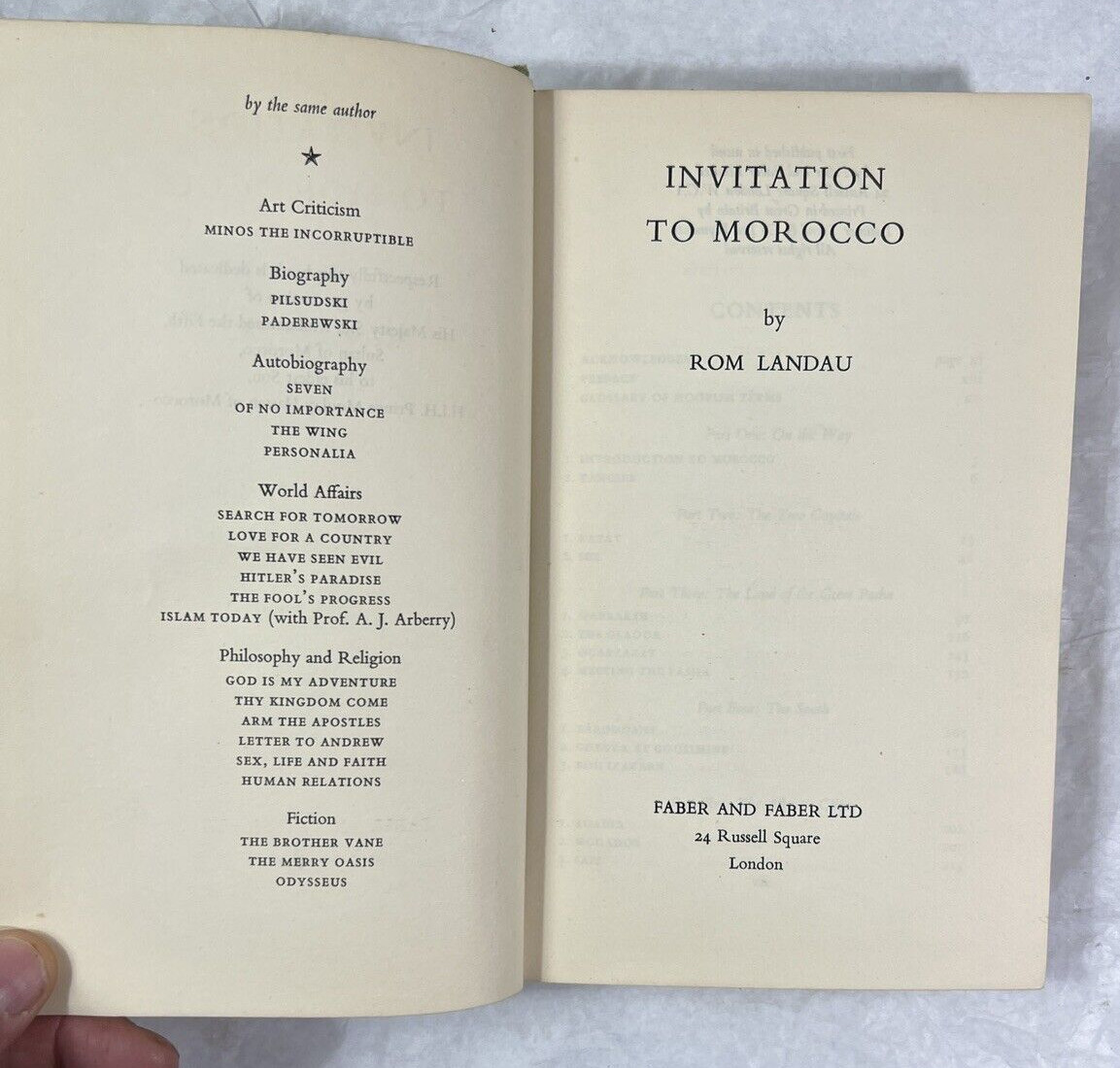 Rom Landau - Invitation to Morocco - 1950 First Edition - Faber & Faber Ltd. - Image 3