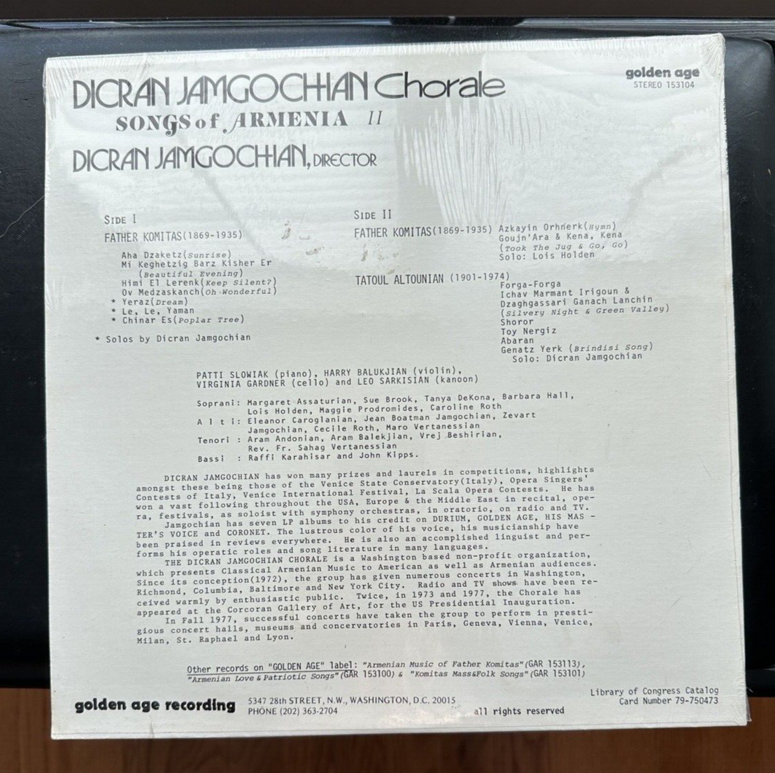 SEALED - DICRAN JAMGOCHIAN: Songs of Armenia II - Golden Age Stereo 153104 - Image 1