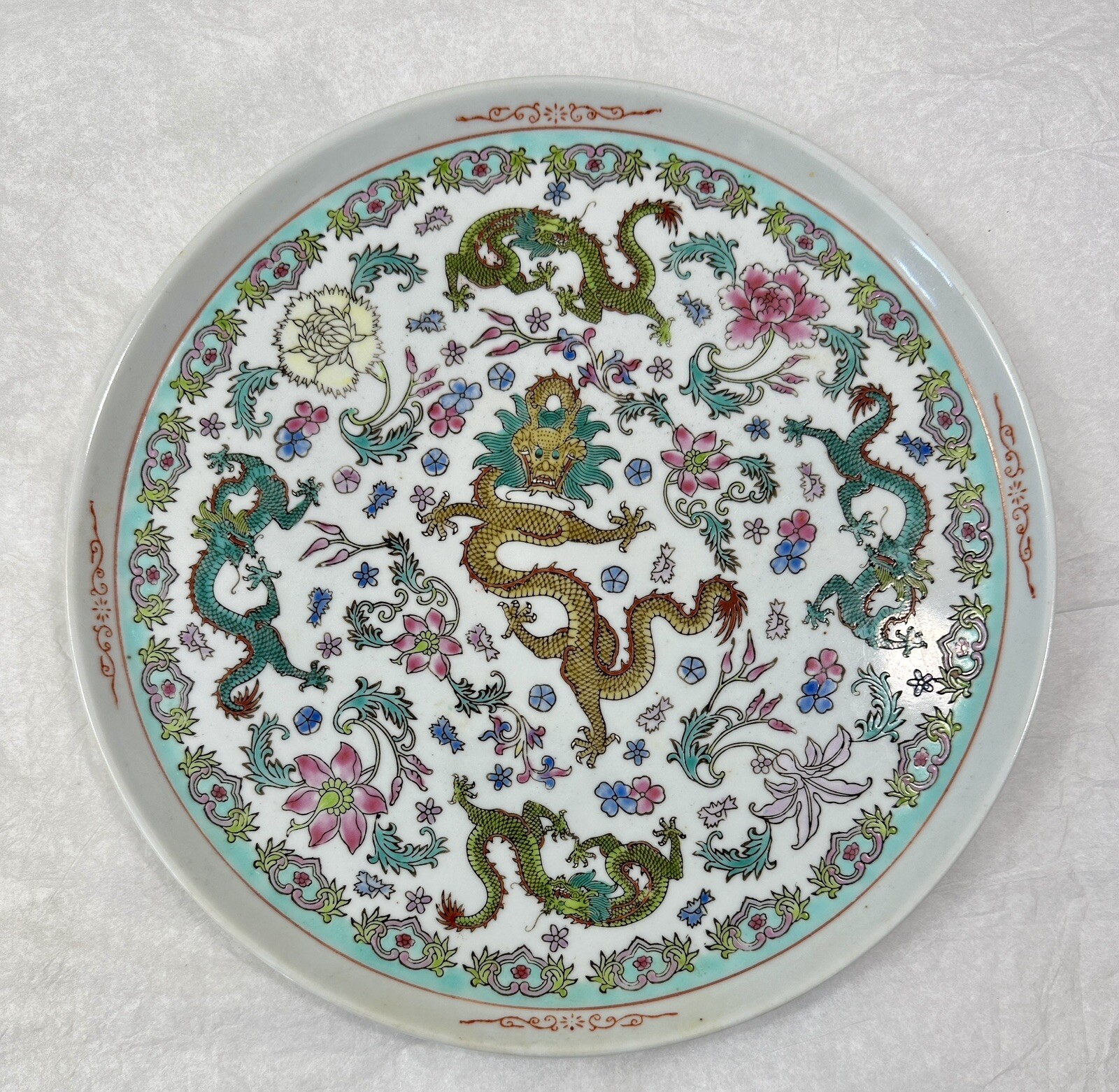 Hand Painted Plate From China - Dragons - 10"
