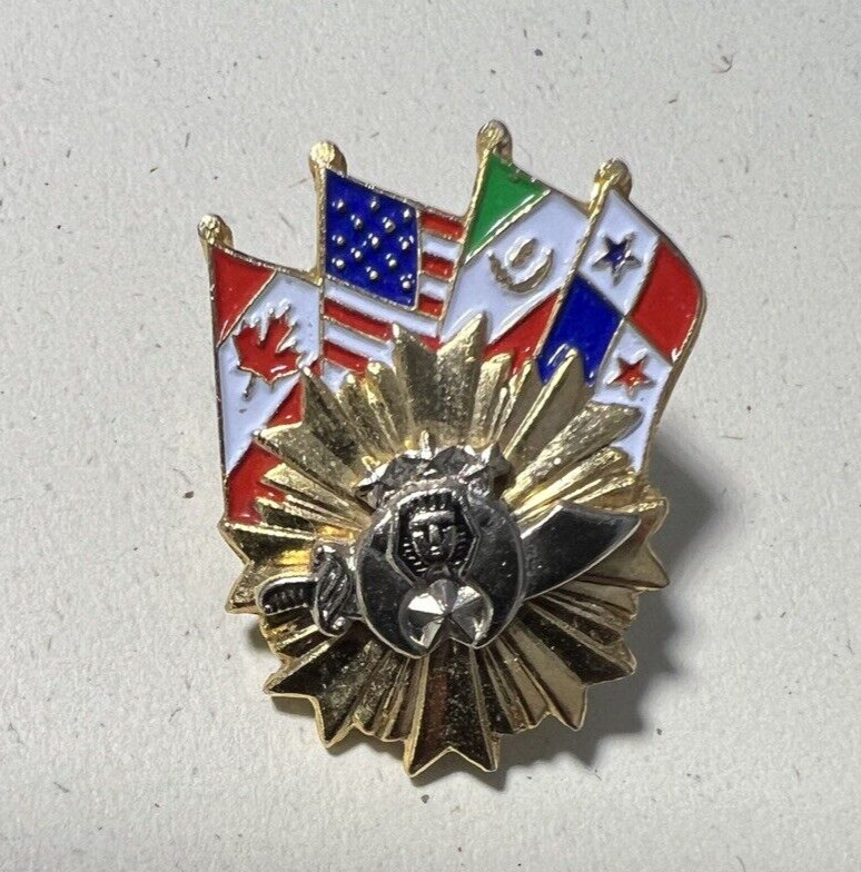 Shriner Lapel Pin with Four Flags