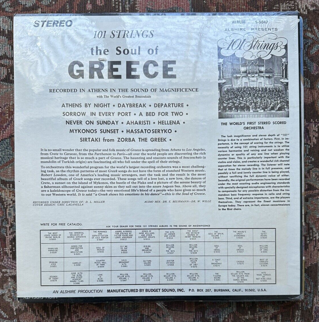 SEALED: 101 Strings – Soul Of Greece - Alshire S-5047 - Image 1