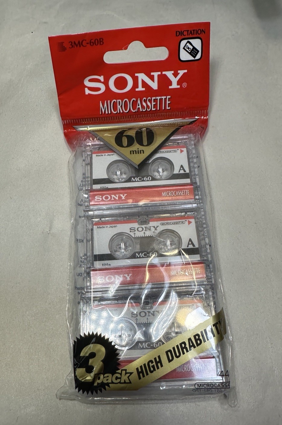 Sony MC-60 Microcassette Dictation Micro Cassette Tapes 60 Minutes 3 Pack