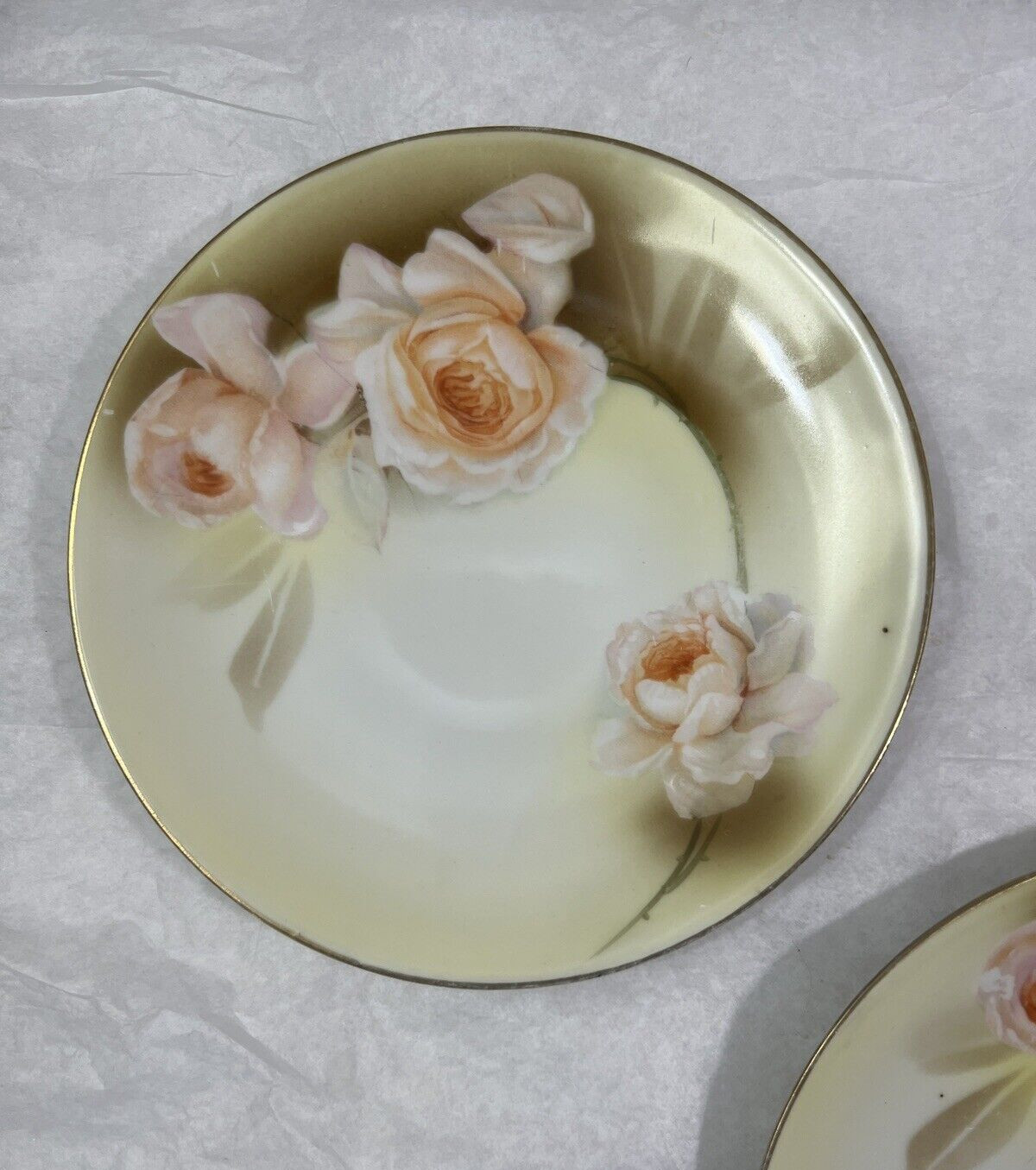 R&S Tillowitz Silesia - Three Porcelain Plates 6.25" - Pink / Yellow Roses - Image 3
