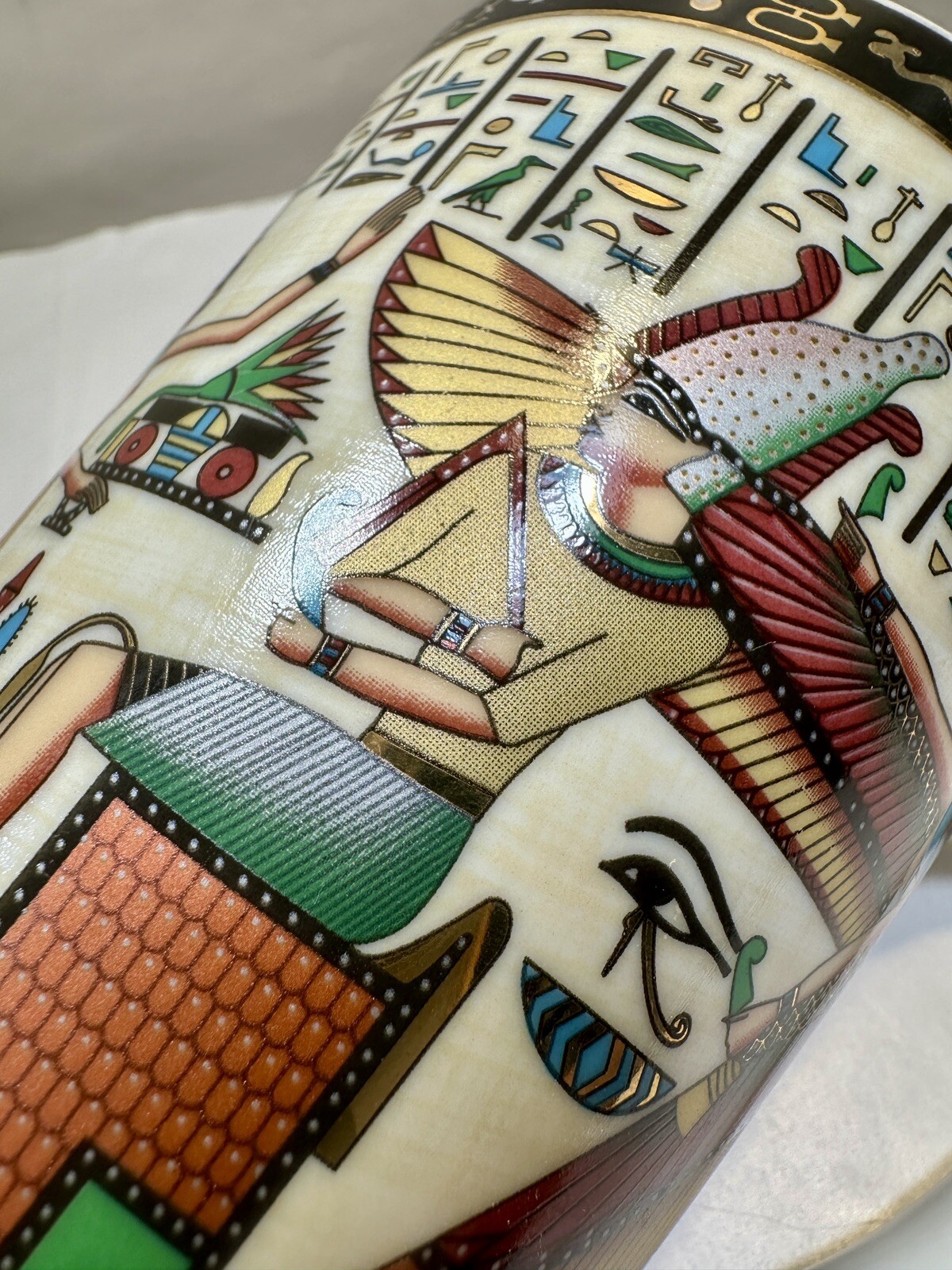 10oz PI Porcelain International Pharaoh Heiroglyphics Coffee Mug, Egypt - Image 3
