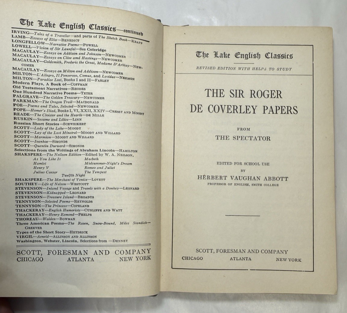 The Sir Roger de Coverley Papers - Abbott - Lake English Classics - 1919 - Image 2