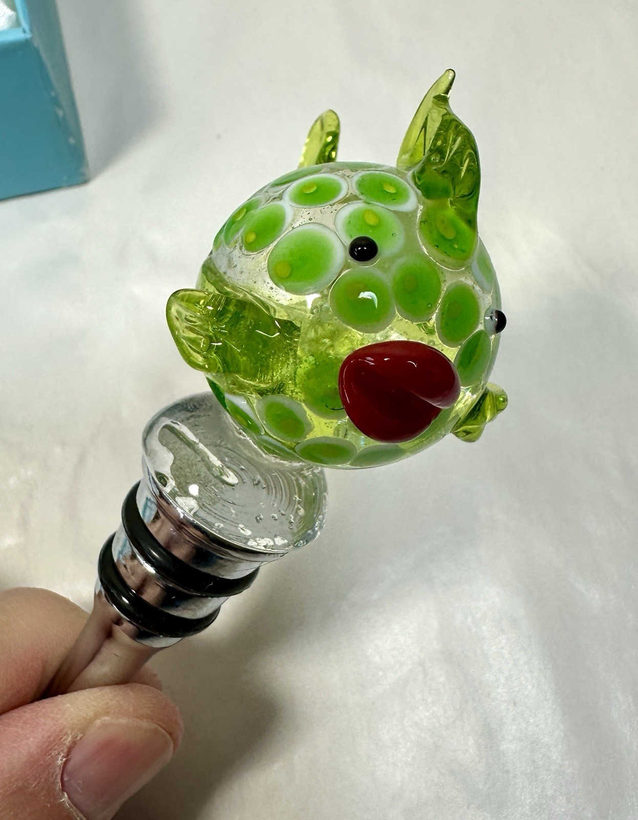 Venice Murano Glass Blowfish Bottle Stopper by Two's Company - New in Box - Image 2