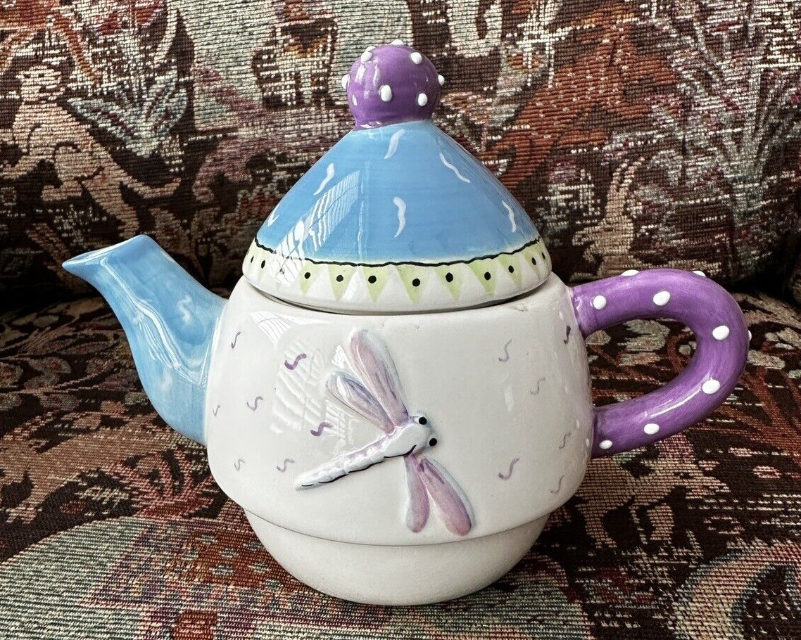 Pristine Bella Casa Tea Pot With Lid By Ganz  - Dragonfly