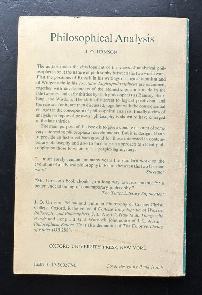 Philosophical Analysis by J.O. Urmson - 1976, Oxford - Image 2