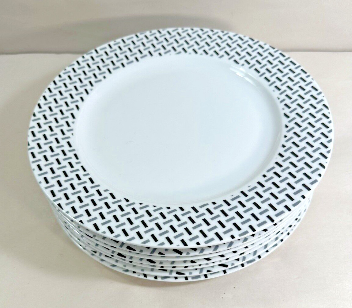 One (1) Spode Home STELLA White Black Gray Porcelain Dinner Plate - Image 1