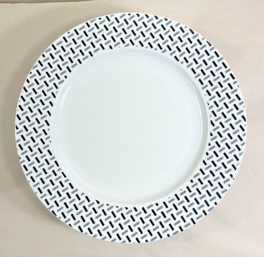 One (1) Spode Home STELLA White Black Gray Porcelain Dinner Plate - Image 2