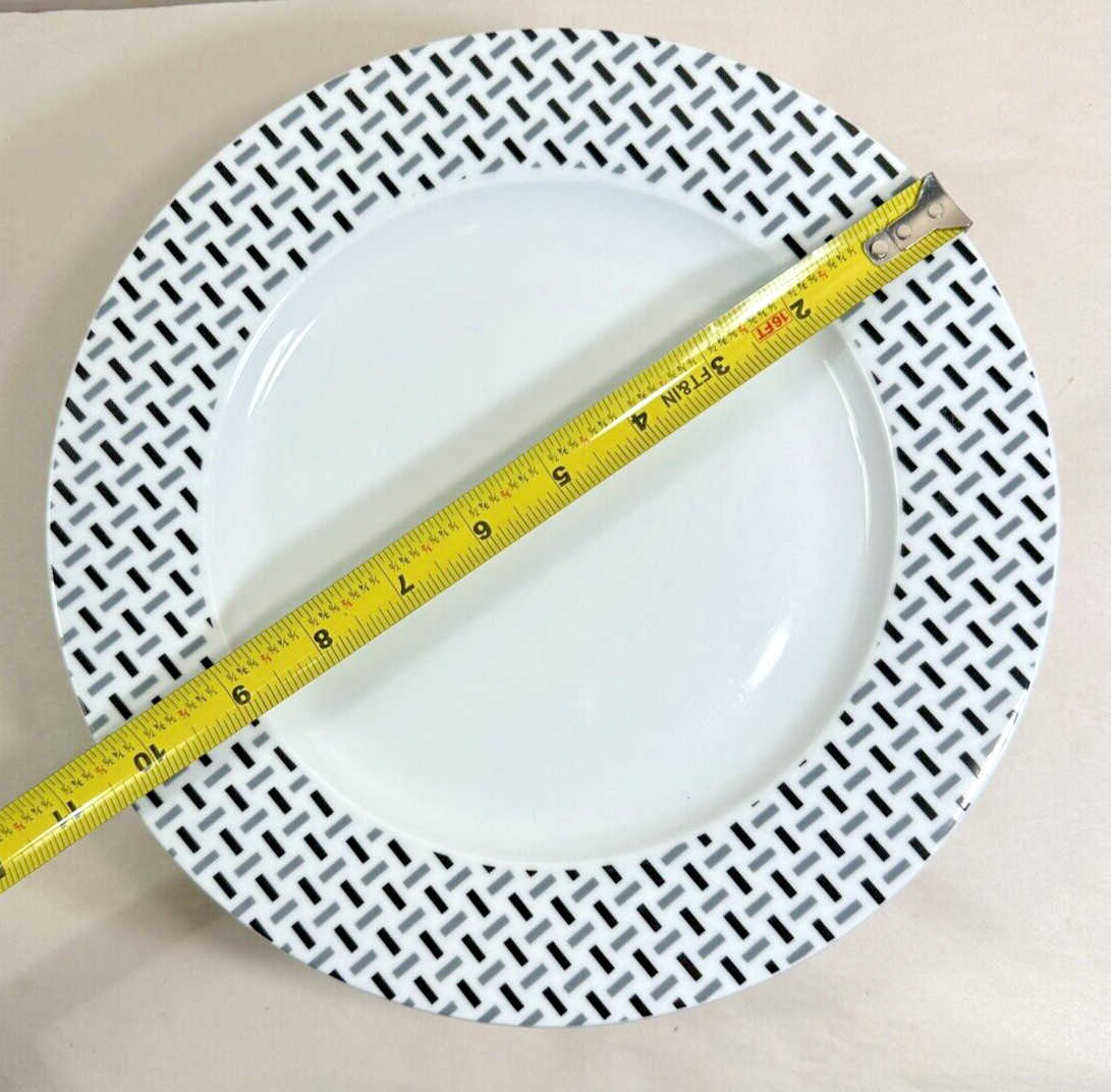 One (1) Spode Home STELLA White Black Gray Porcelain Dinner Plate - Image 3
