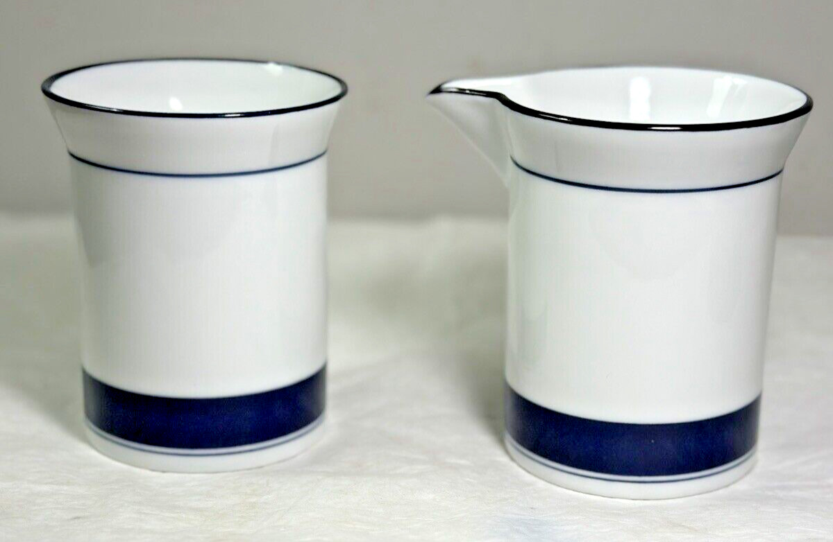 Dansk Concerto Allegro Portugal Blue Creamer Sugar Bowl 3 3/4" - No Lids