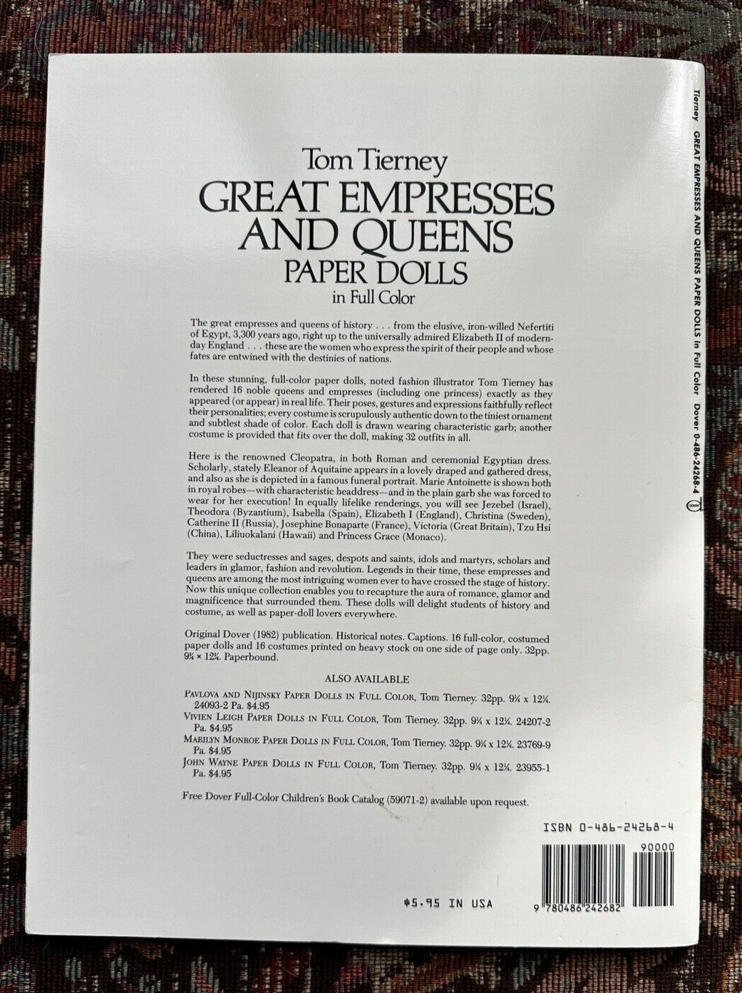 Great Empresses and Queens Paper Dolls In Full Color By Tom Tierney 1982 New VTG - Image 4