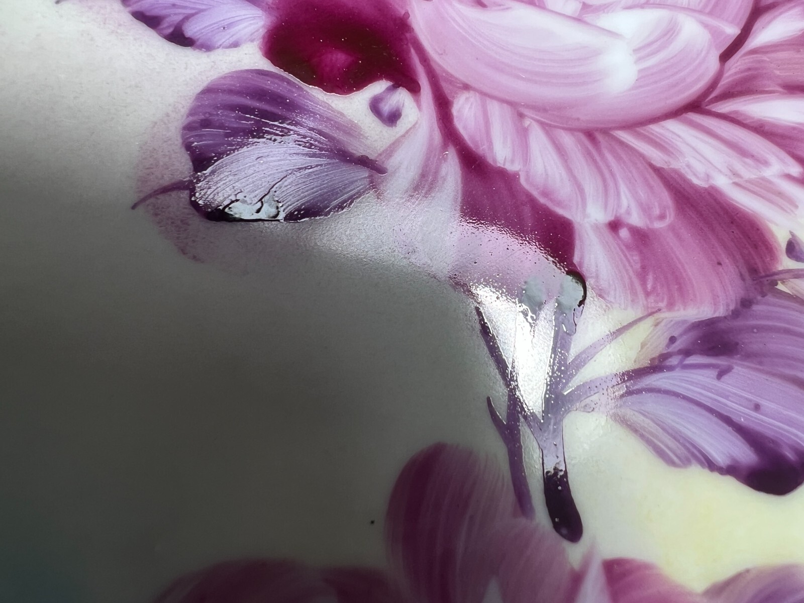 Faux Limoges Hand Painted Plate Purple and Violet Flowers 11.5 inches - Image 9