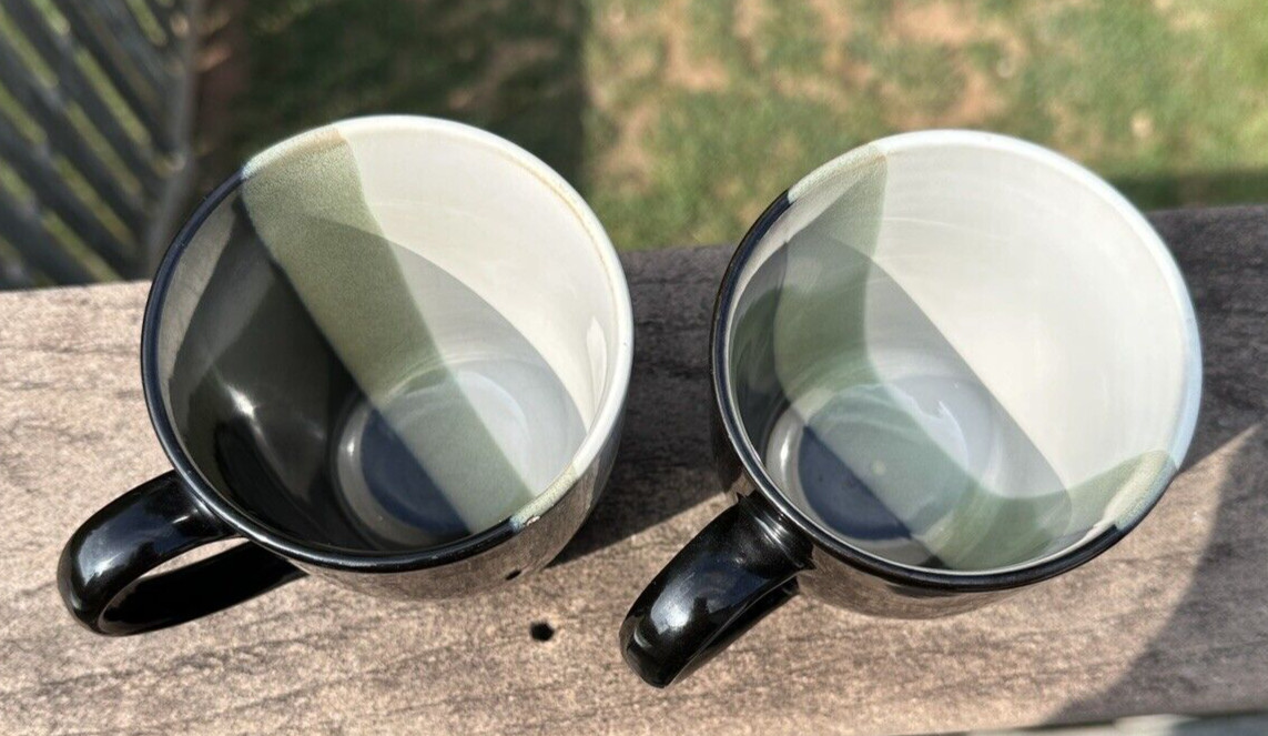 Two (2) Sango Eclipse Black Coffee / Tea Mugs -  4 1/8" - Immaculate - Image 2