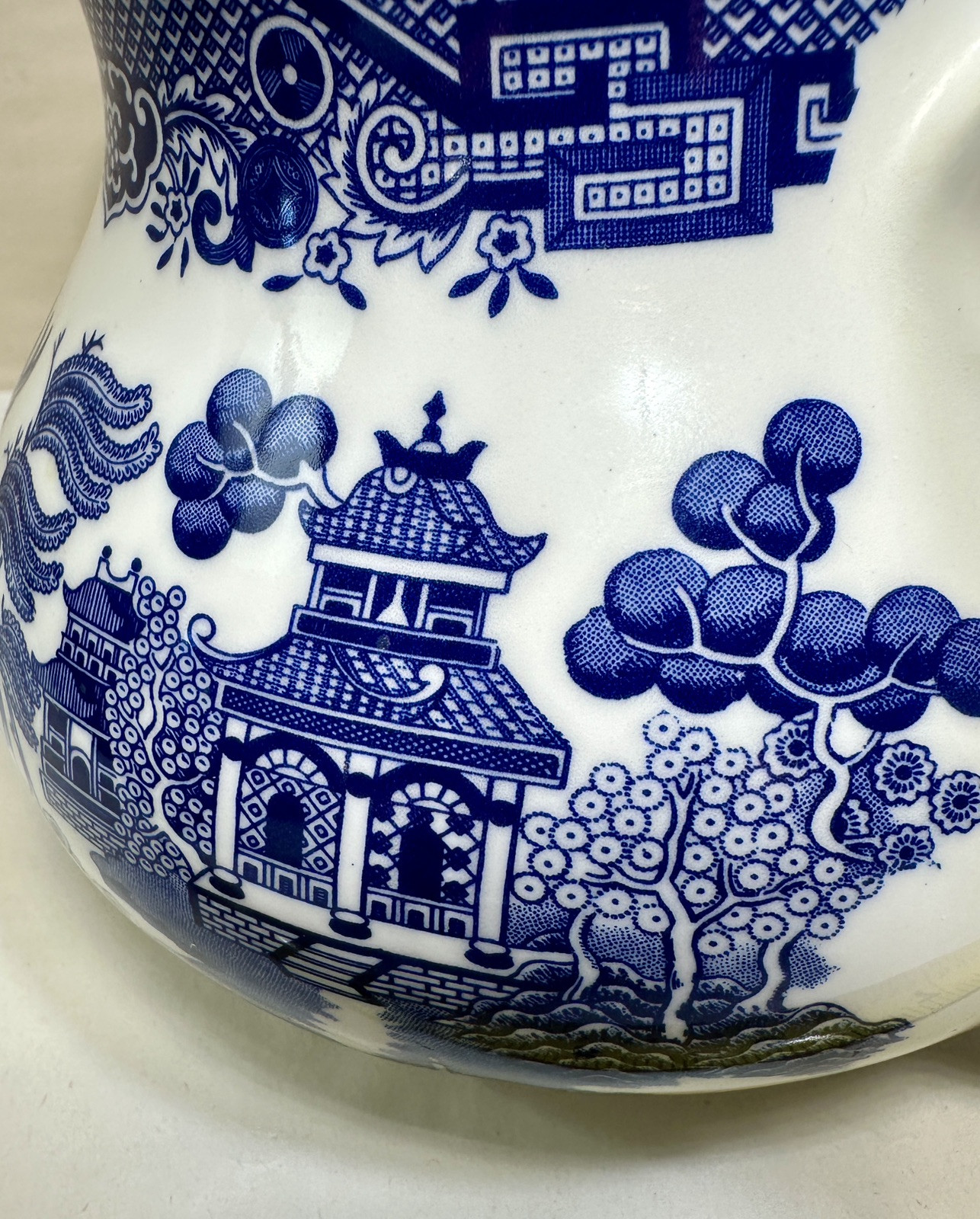 Vintage Churchill Blue Willow Teapot Made In England Staffordshire White China - Image 5