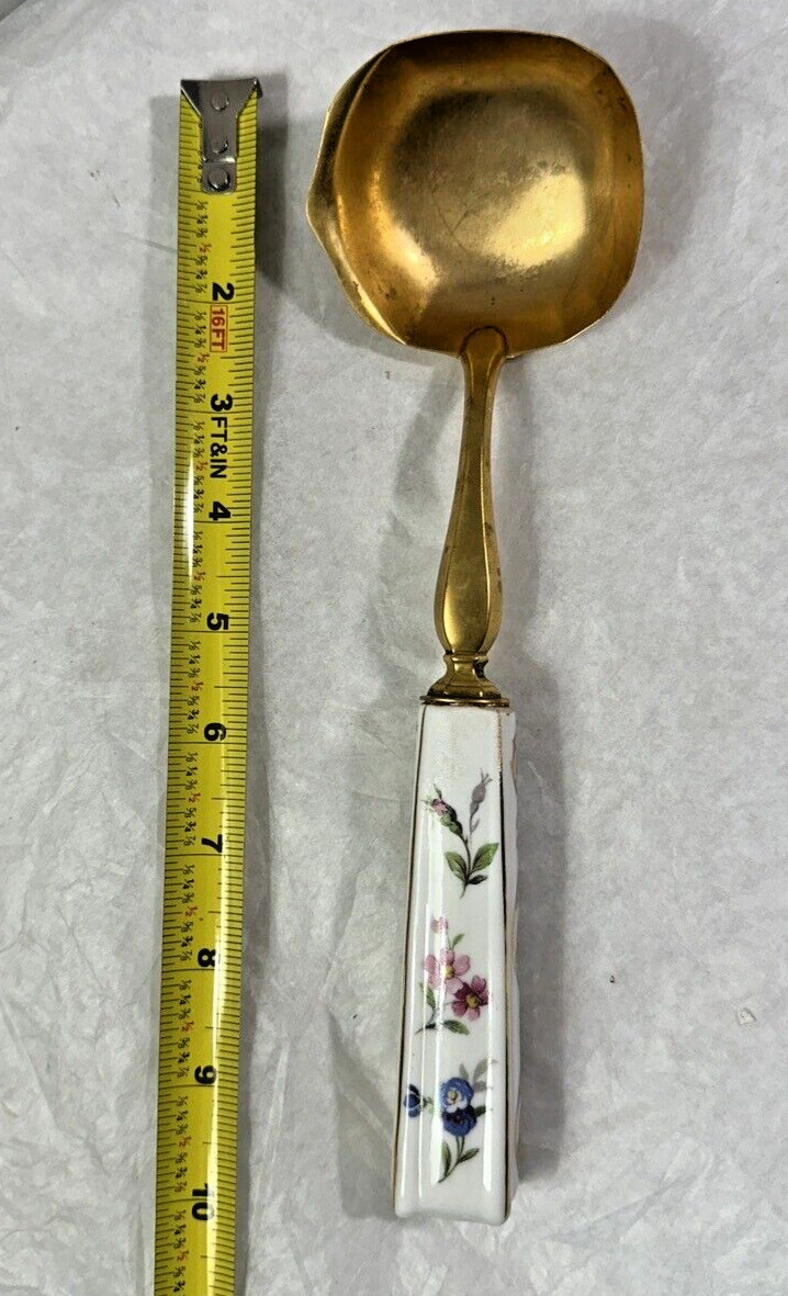 France Louis Lourioux Foecy Serving Bowl and Ladle - Gold Trim - Immaculate - Image 16