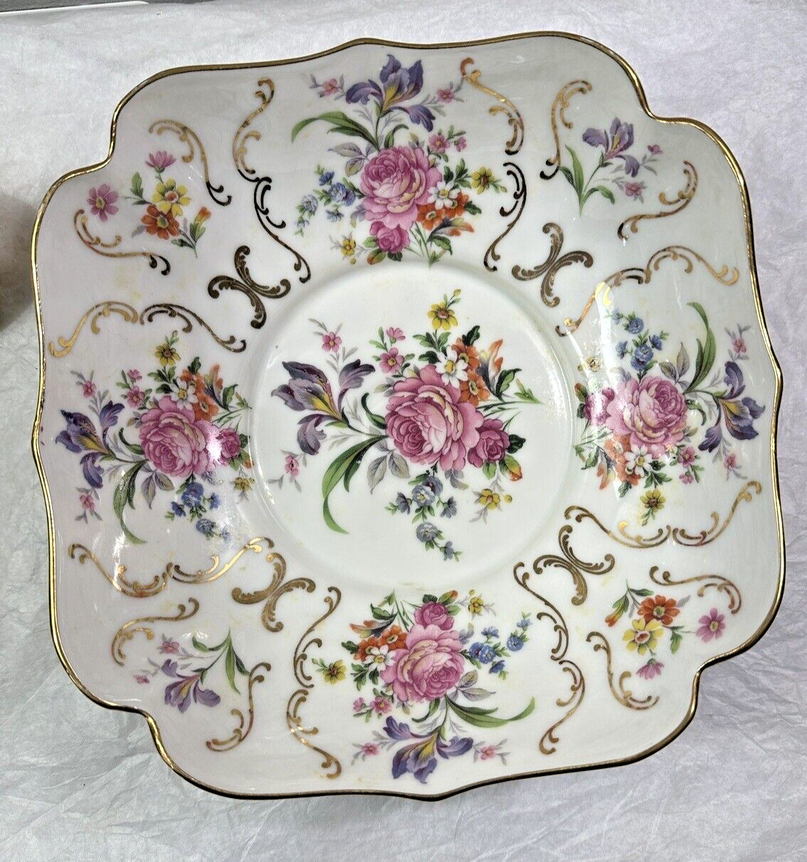 France Louis Lourioux Foecy Serving Bowl and Ladle - Gold Trim - Immaculate - Image 7