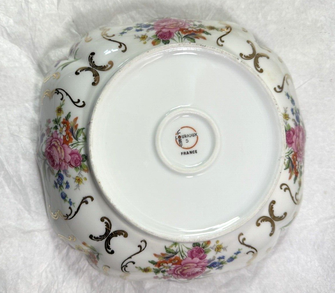 France Louis Lourioux Foecy Serving Bowl and Ladle - Gold Trim - Immaculate - Image 10