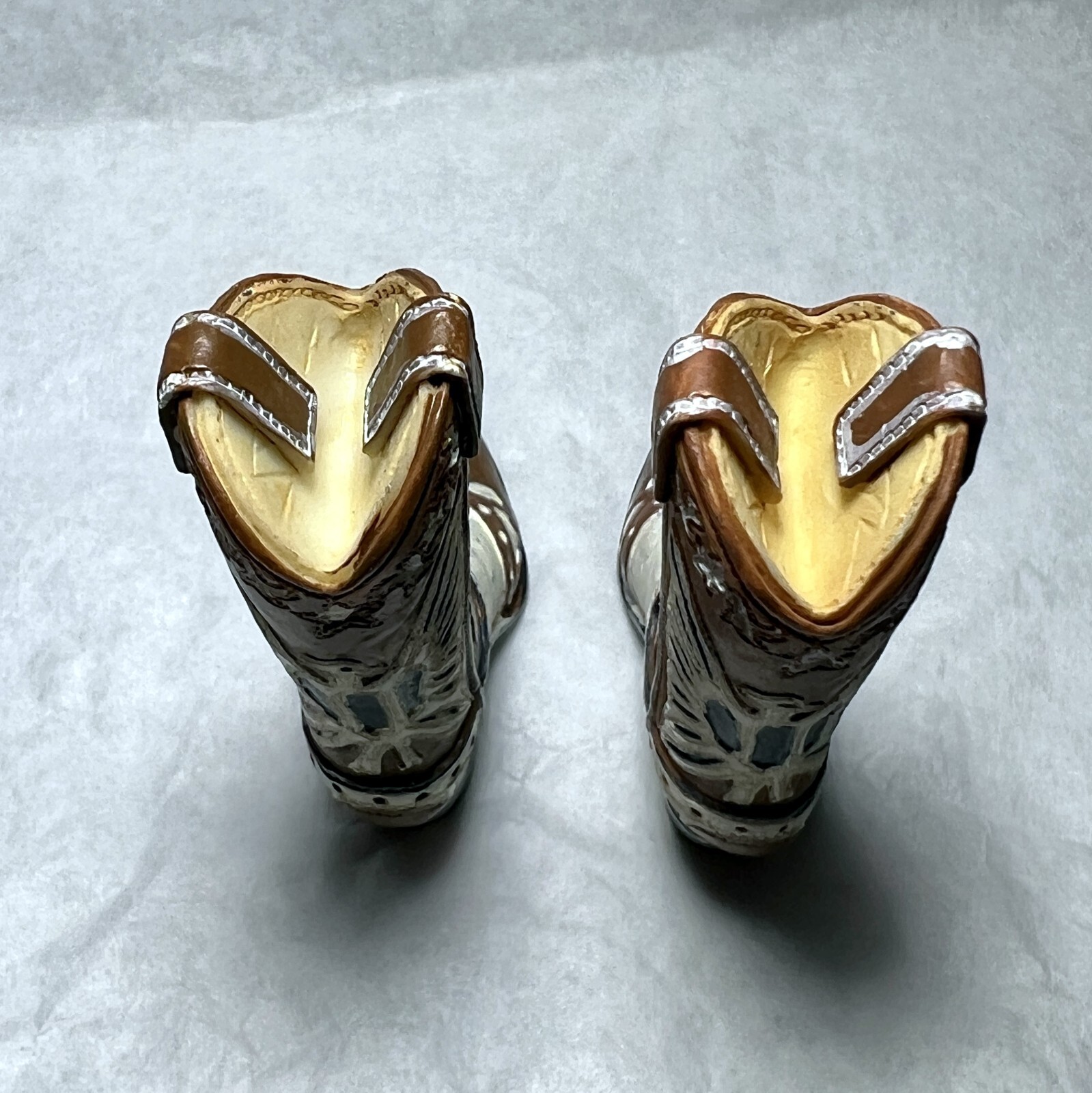 2¾" Tall Pair Ceramic Vintage Western Cowboy Boots - Miniature Not Real Boots - Image 5