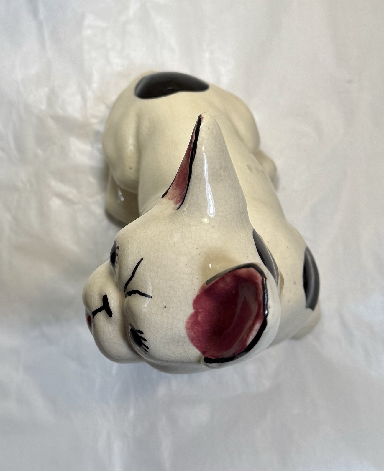 1930's Hand-Painted French Bulldog Figurine With Gold Gilded Collar - Image 5