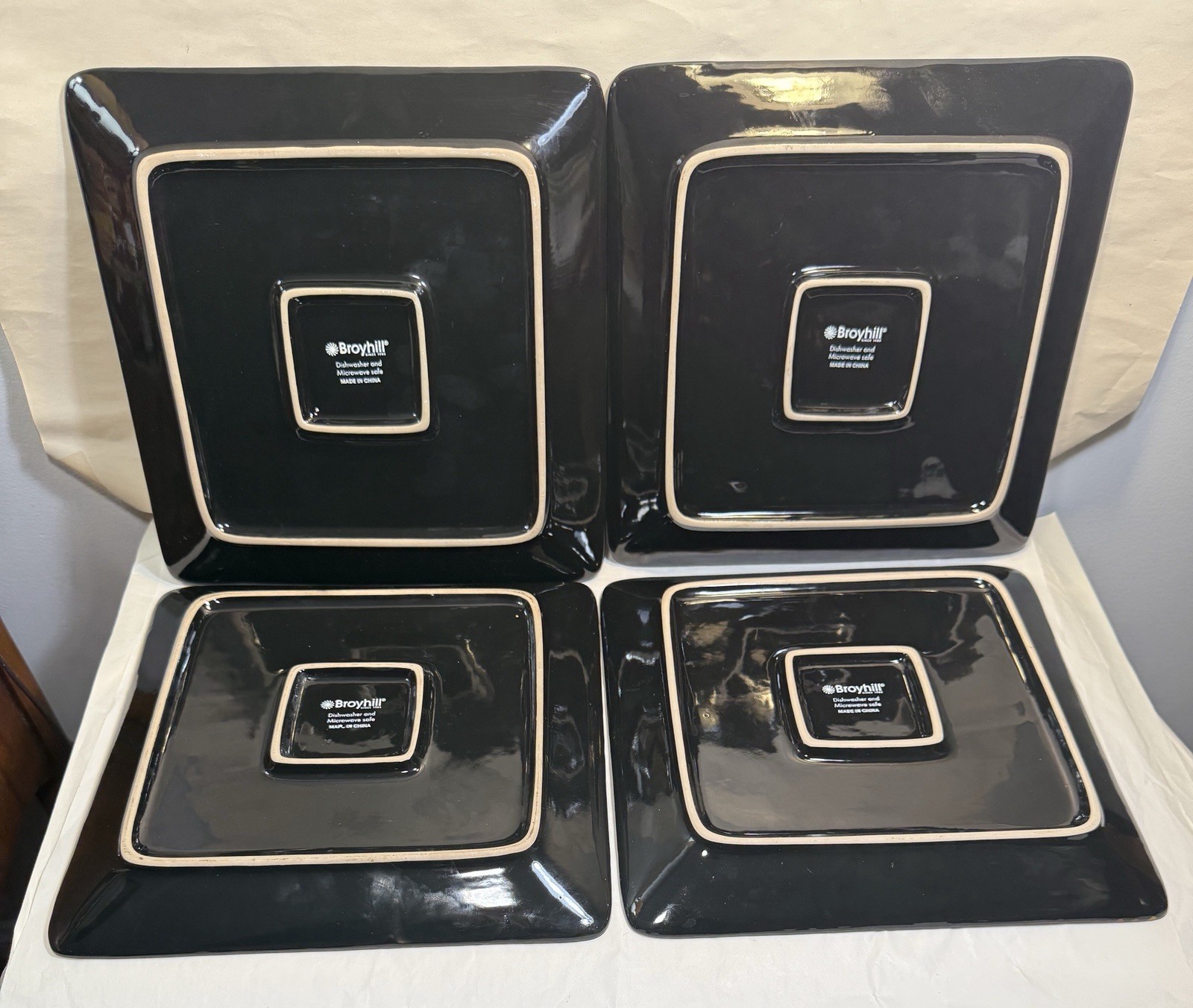 Four Broyhill Stoneware Dinner Plates 10 1/2” Square - Unused - Image 5