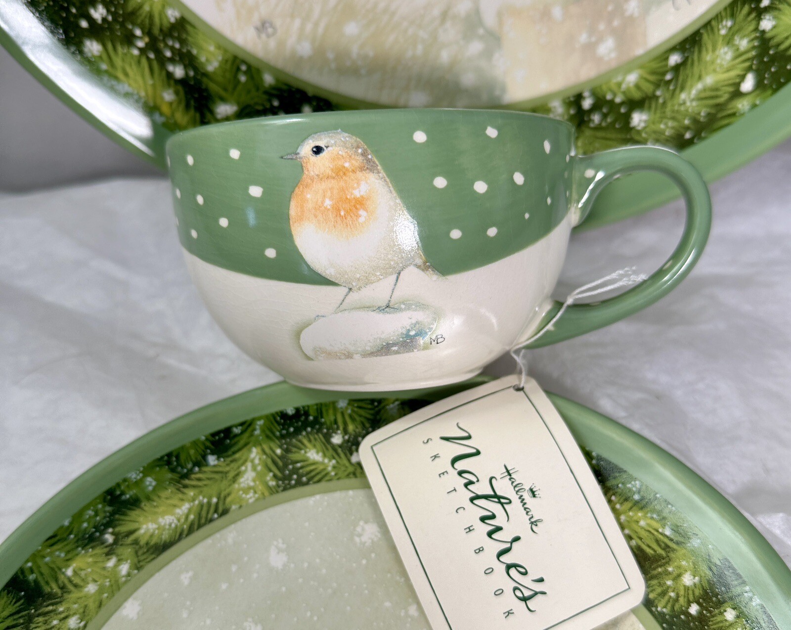 Two Marjolein Bastin Nature's Sketchbook Winter Snowbird Mugs/Cups - New W/Tags - Image 1