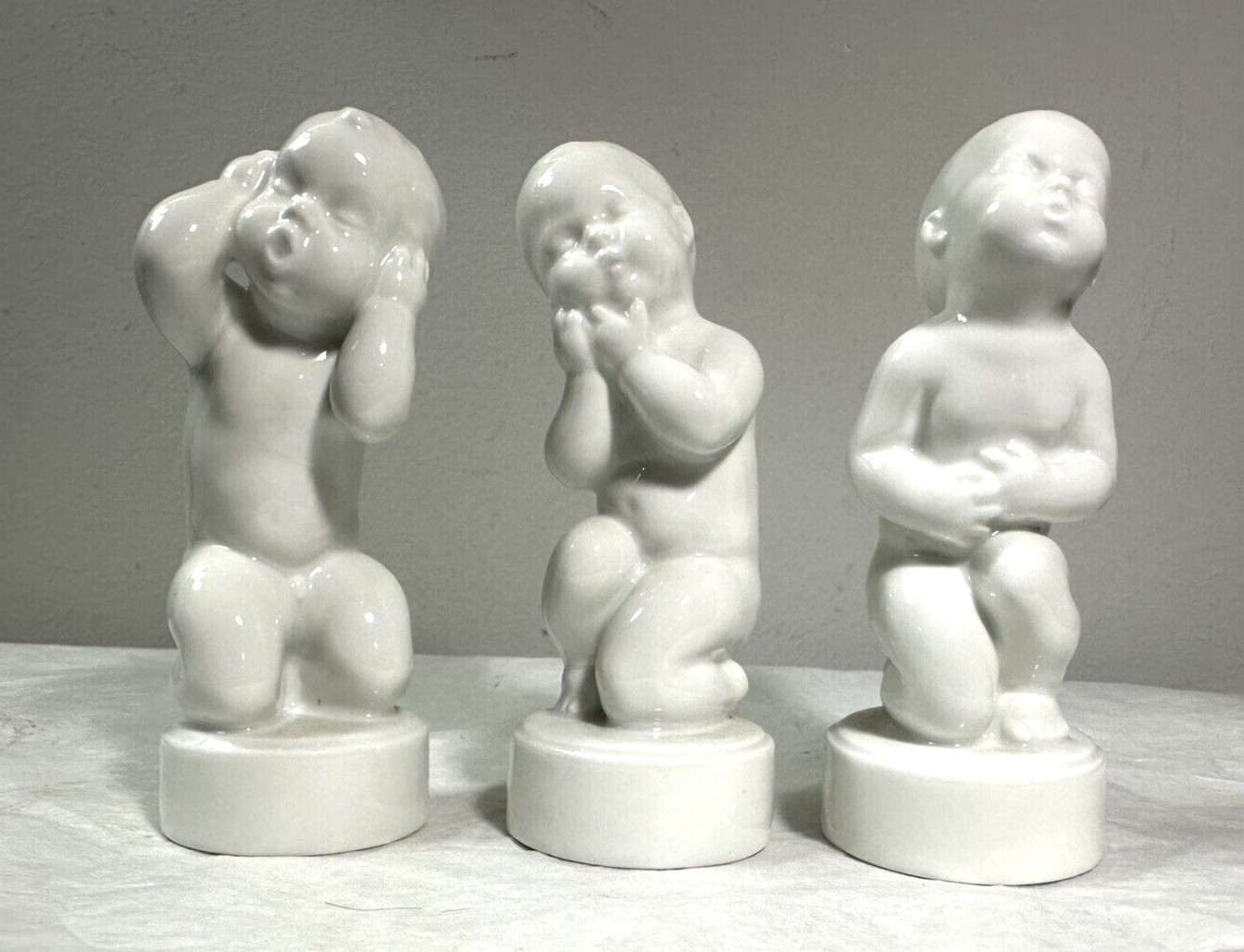 Three (3) Bing & Grondahl Baby Boy Figurines SV. LINDHART - #2207, #2208, #2209