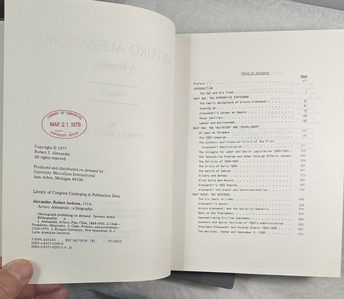 Arturo Alessandri - A Biography - Robert J. Alexander, Volumes I and II - Image 3