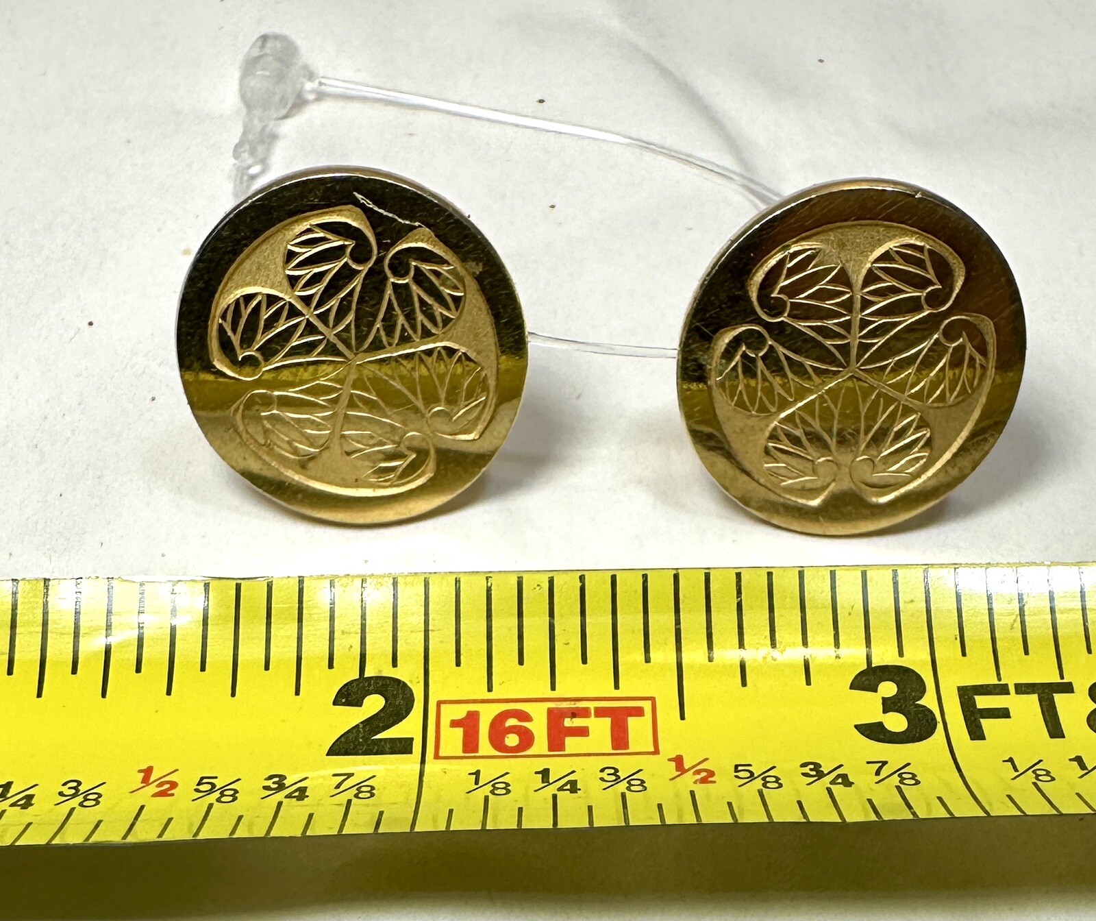 Family Crest Japan Samurai Emblem Mitsuba-Aoi Three Hollyhock Leaves Cufflinks - Image 2