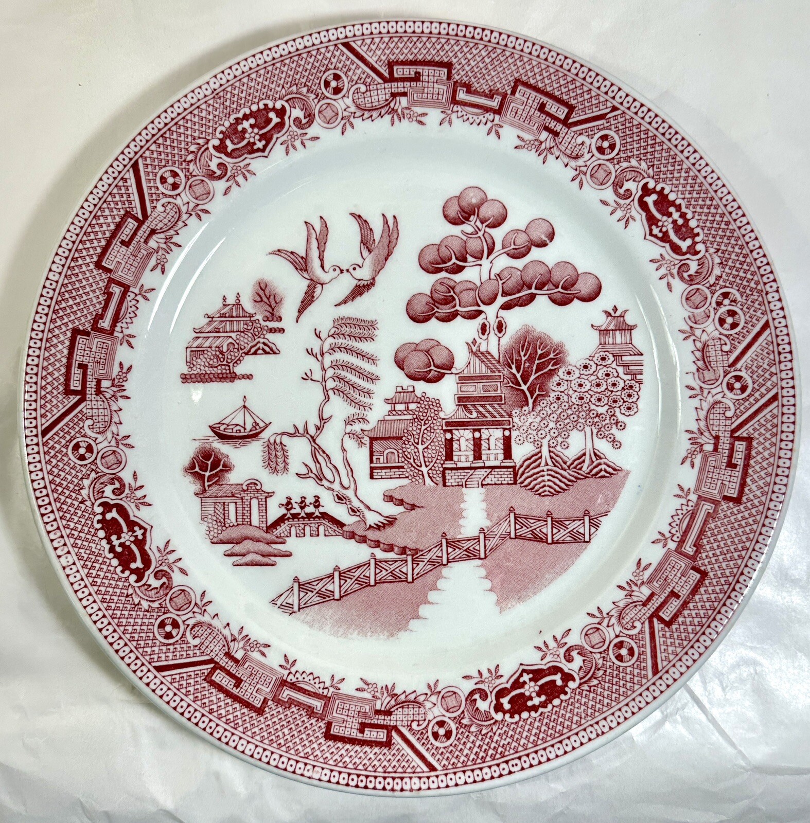 Set of Three (3) Red Willow Grafton Chop Dinner Plates - 10-3/8" - Carr China - Image 1