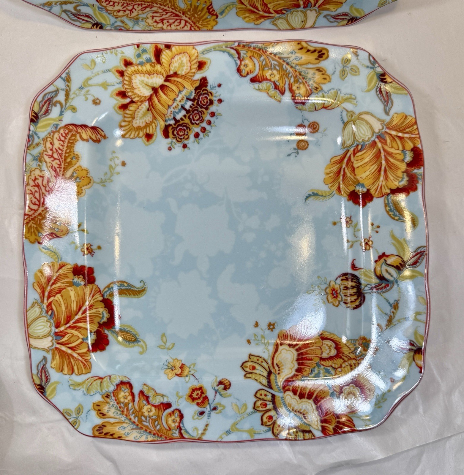 222 Fifth Gabrielle Spring Blue 11" Dinner Plates - Set of 2 - Image 2