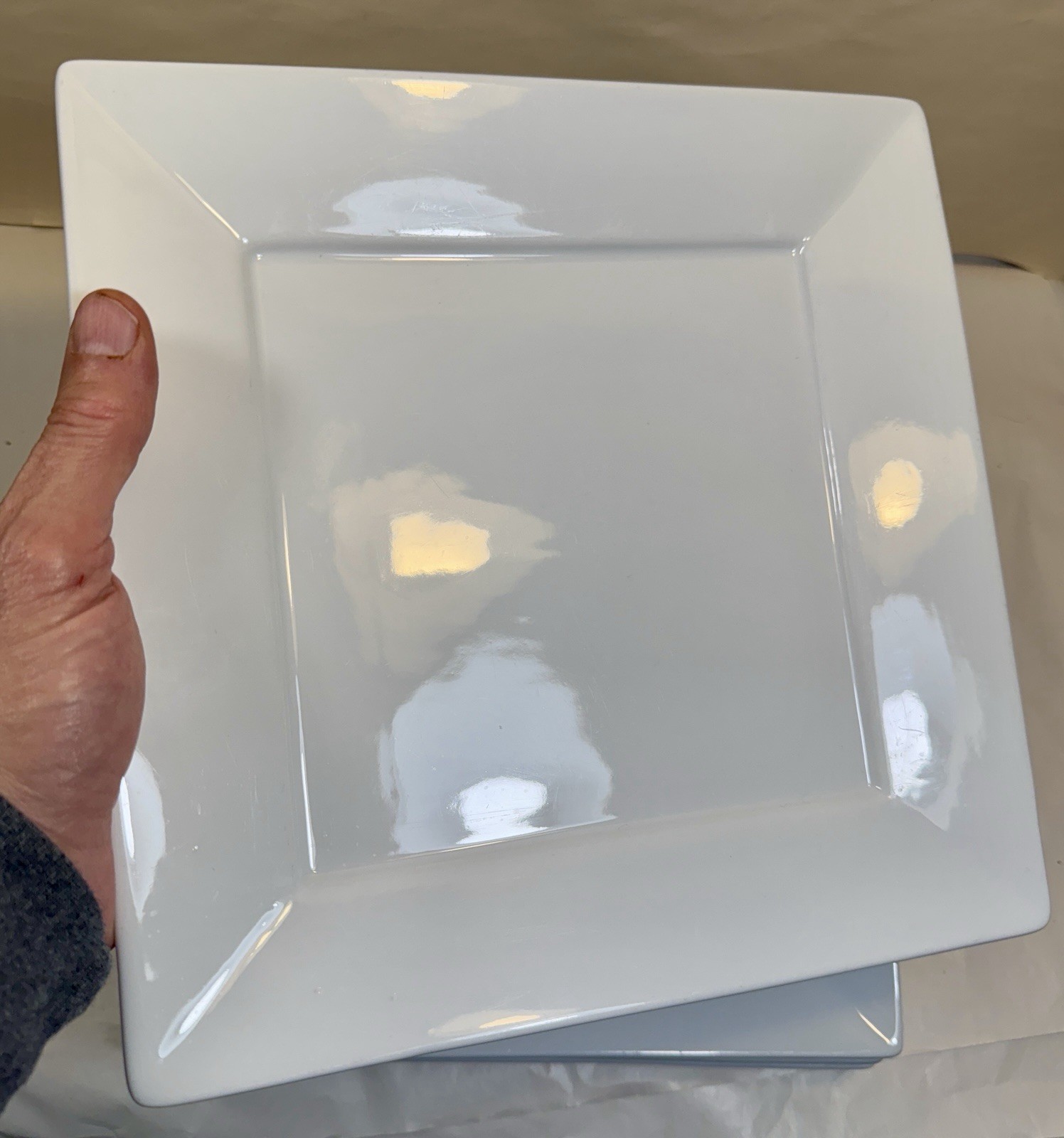 Fitz & Floyd Everyday White Porcelain Square Dinner Plates 10" Set of 4