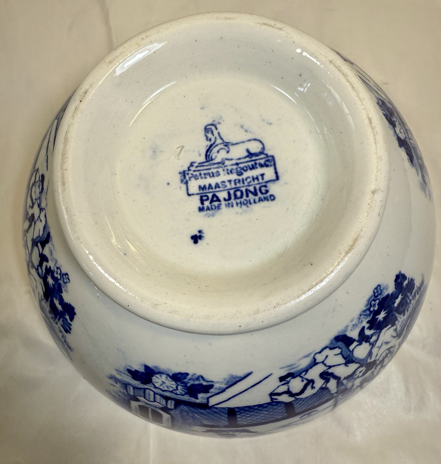 Petrus Regout & Co. Maastricht PaJong Porcelain Bowl Chinoiserie Transferware - Image 7