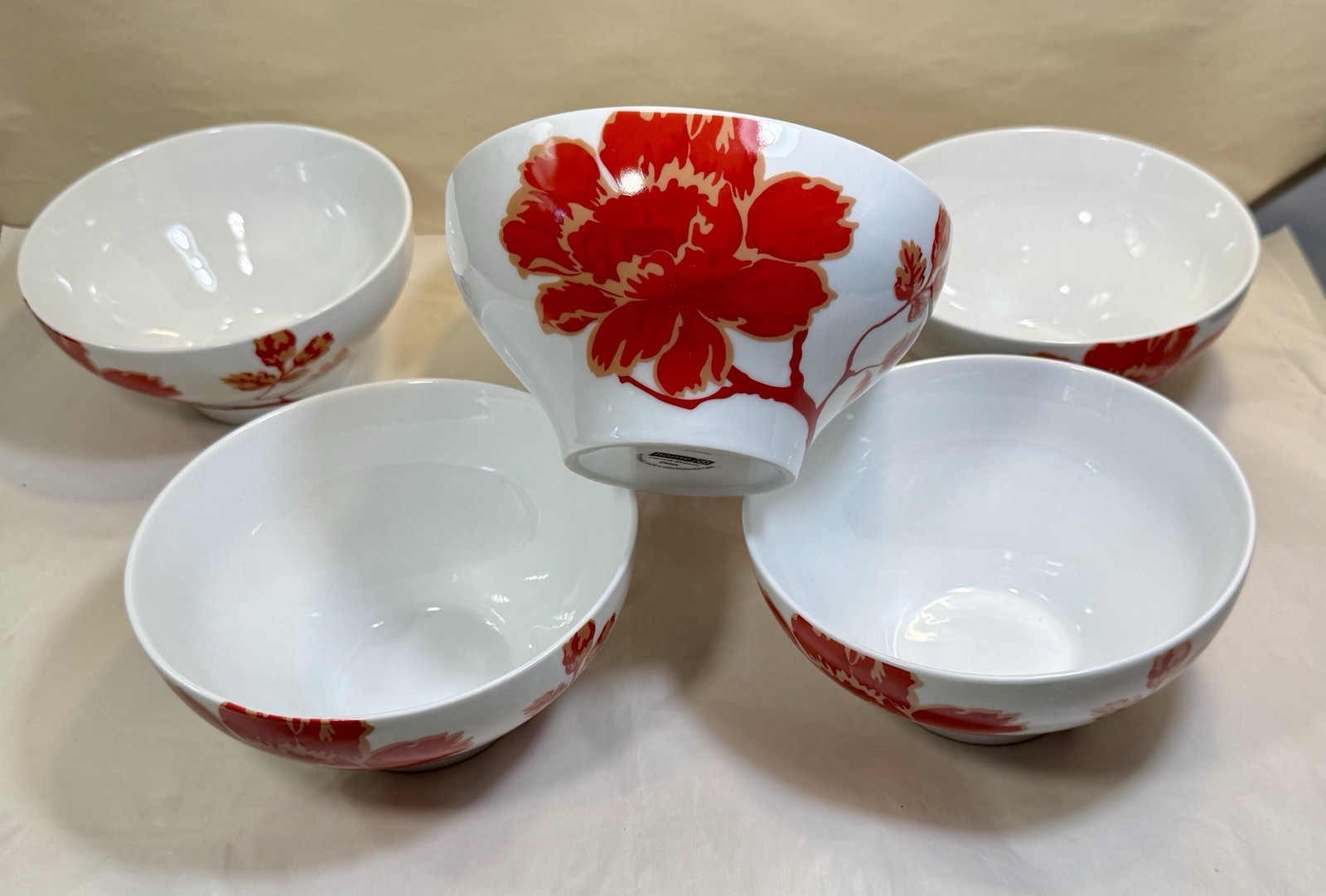 Set of 6 (Six) Home Carmine Blossom Soup / Salad Bowls - 6" - NOS