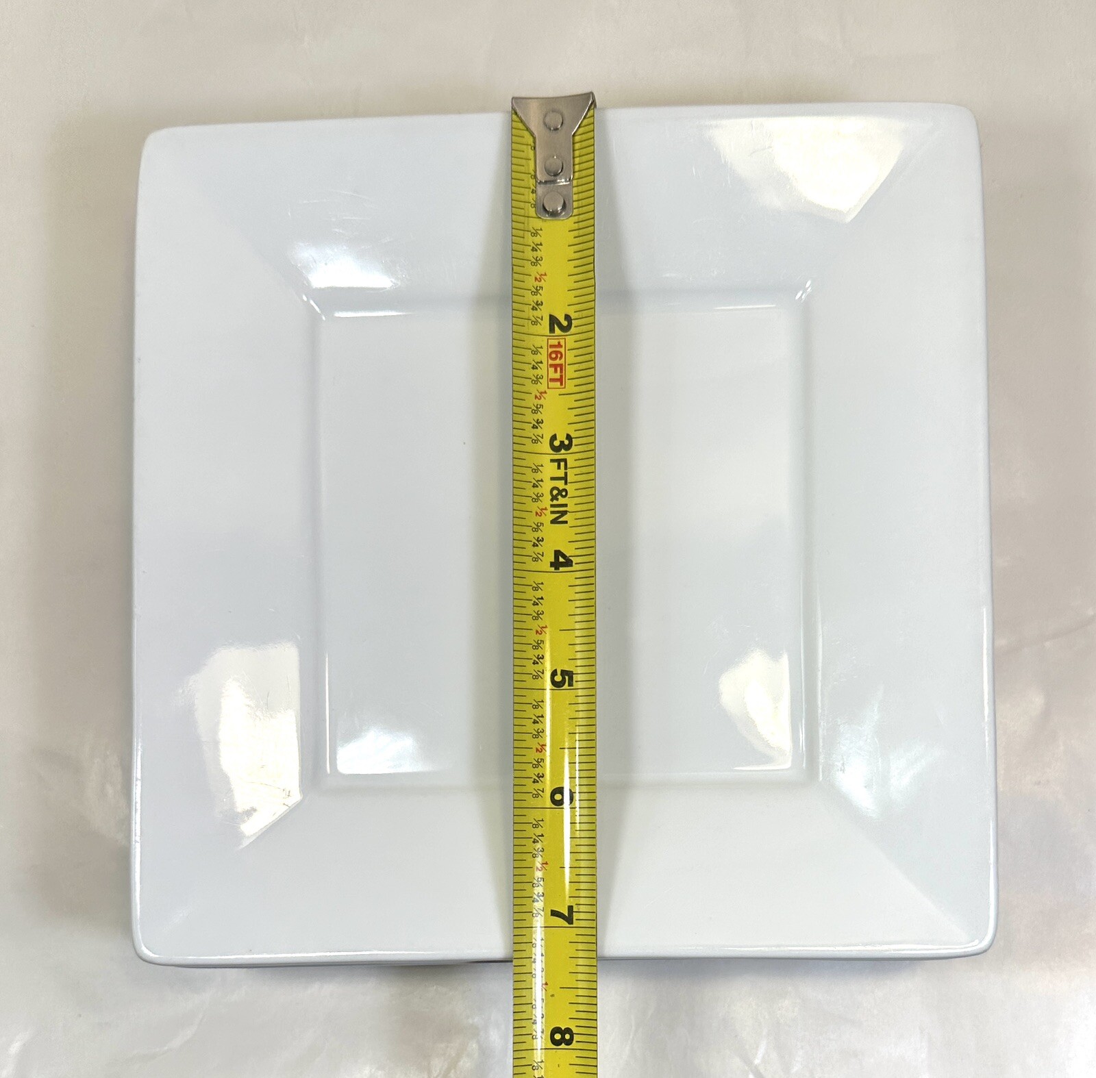 4 Fitz & Floyd Everyday White Porcelain Square Salad Plates 7 1/4" Oven Safe EUC - Image 2