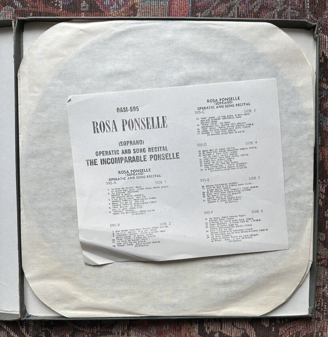 Rosa Ponselle - Incomparable Ponselle - Operatic & Song Recital - OASI - 6 LPS - Image 3