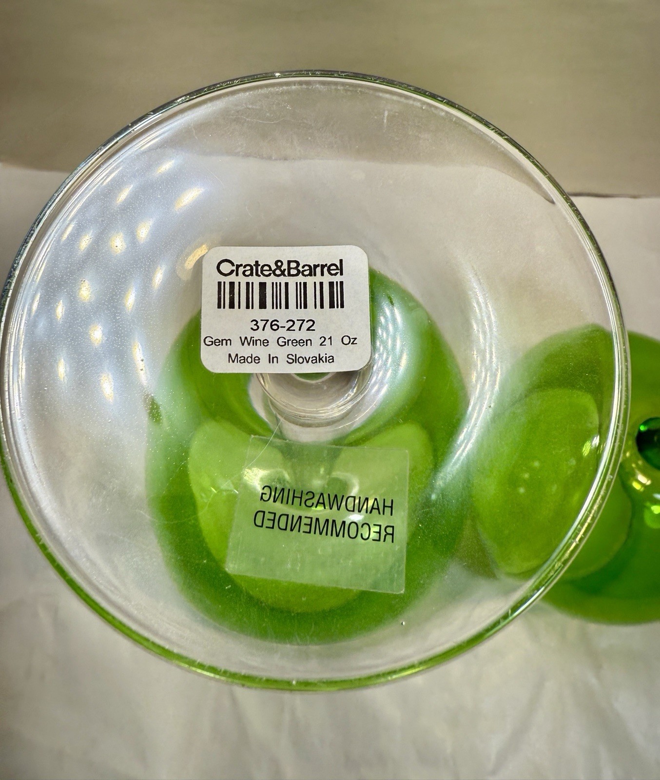 Crate and Barrel Lime Green Balloon Wine Glasses Set of 2 - NOS with Tags - Image 1