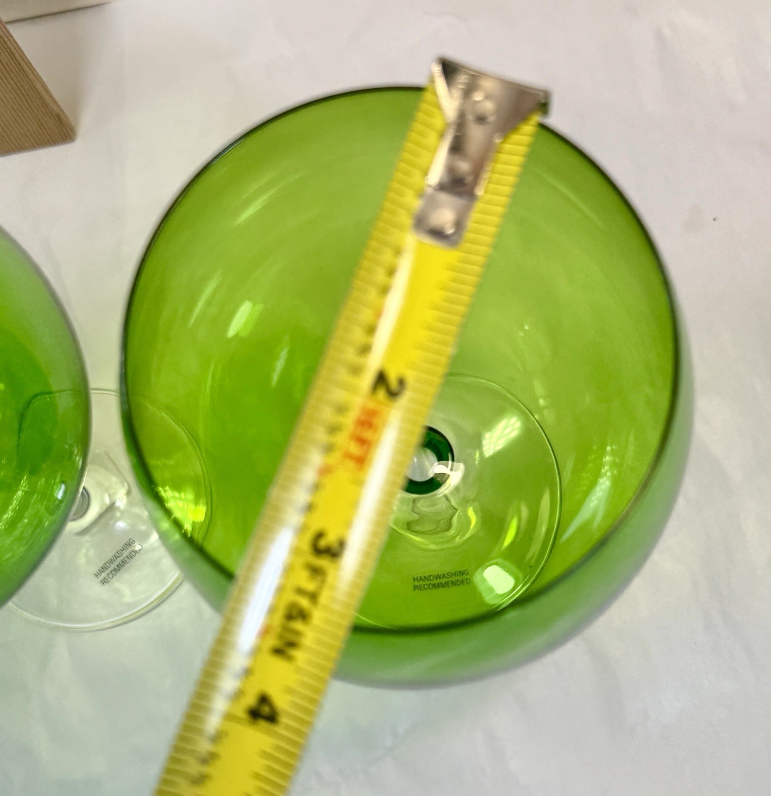Crate and Barrel Lime Green Balloon Wine Glasses Set of 2 - NOS with Tags - Image 5