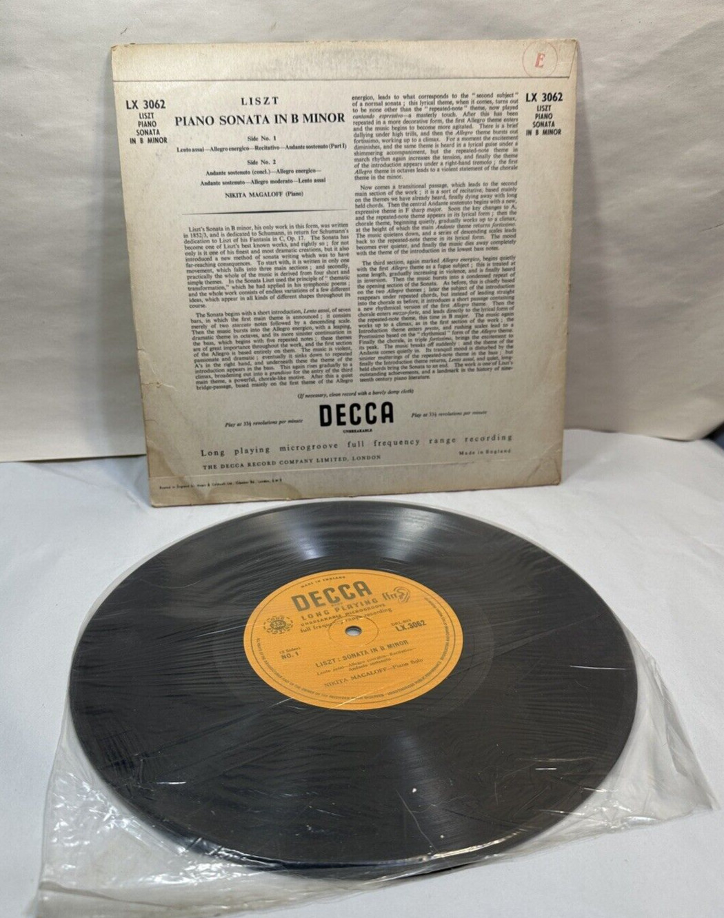 Nikita Magaloff Liszt Sonata in B Minor - Decca LX 3062 - November 1951 - 10" LP - Image 2