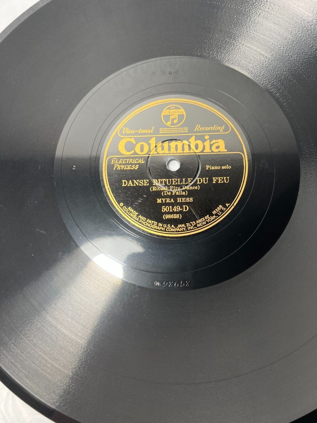 Myra Hess - The White Peacock / Ritual Fire Dance - Columbia 50149-D (1929) MM - Image 2