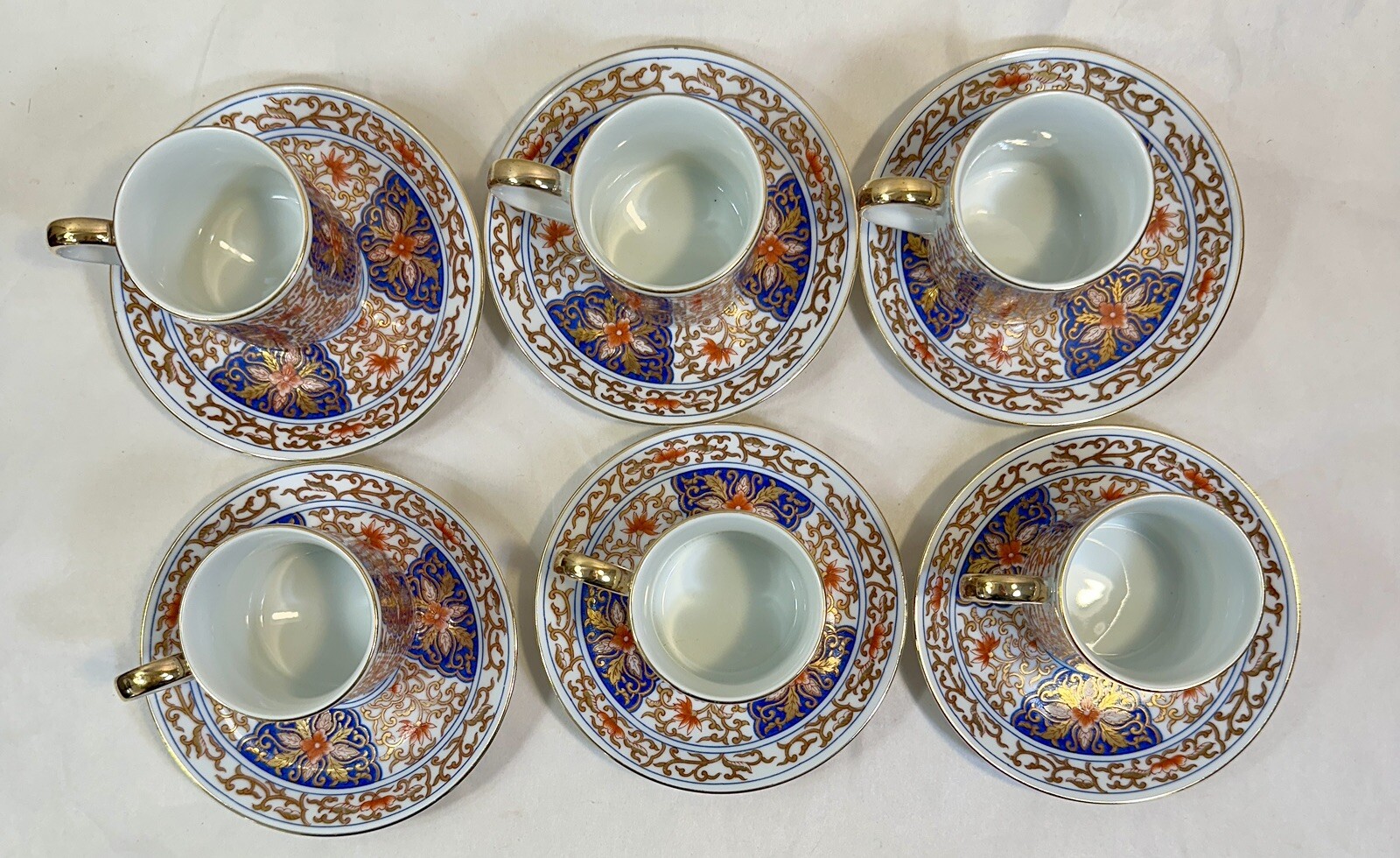Set of Six (6) Vintage Japanese Fukusen Original Imari Demitasse Cups & Saucers - Image 5