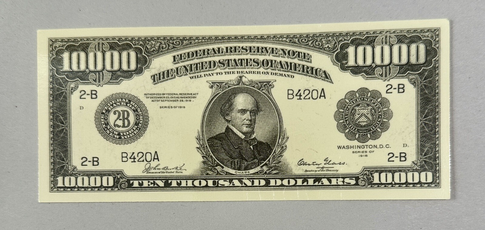 Laminated $10,000 Bill Bookmark - 5.5" by 2.5"