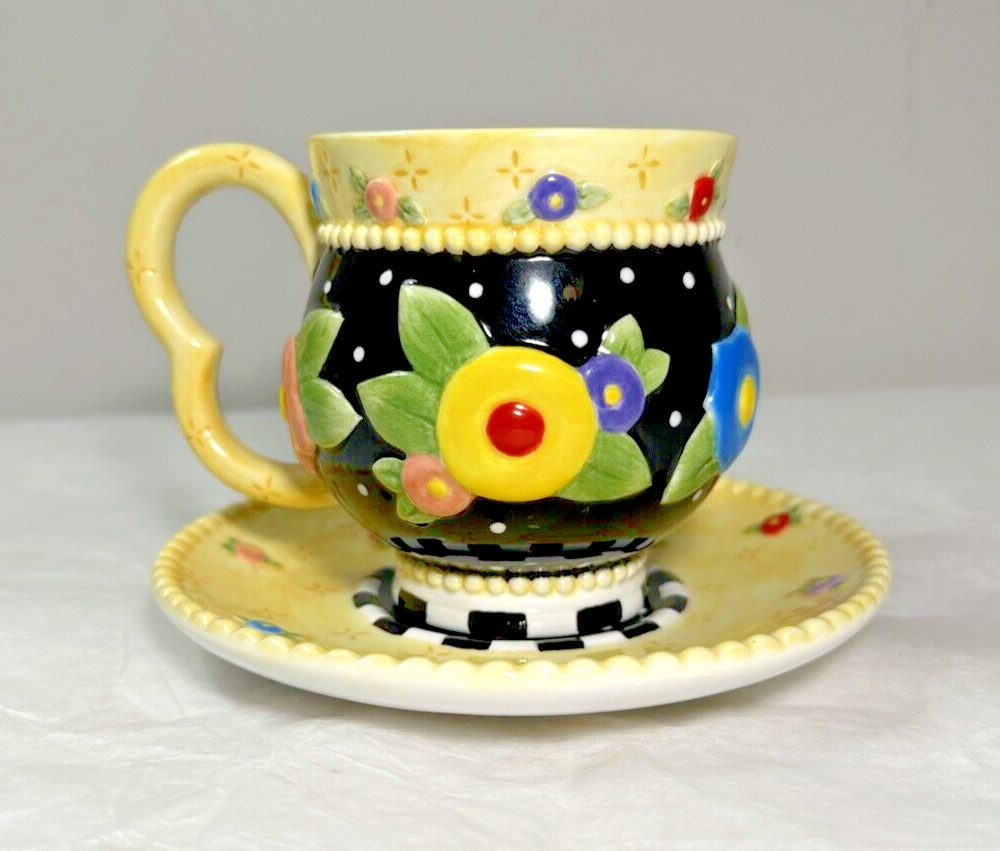 Mary Engelbreit Brownlow Cup and Saucer 2004 ME Ink - Flowers