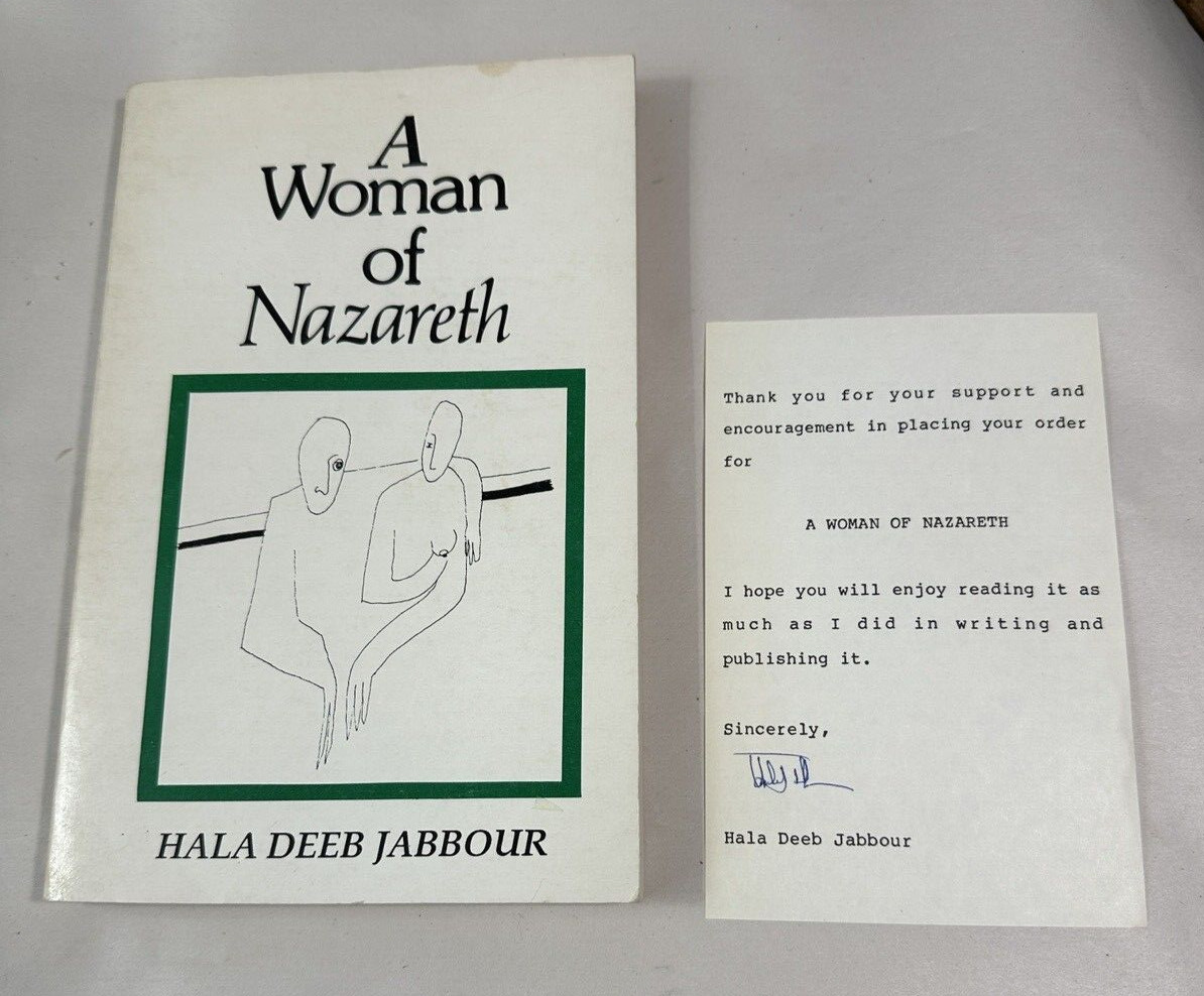 A Woman Of Nazareth - Hala Deeb Jabbour (Paperback, 1986)  First Ed, Signed Card - Image 1