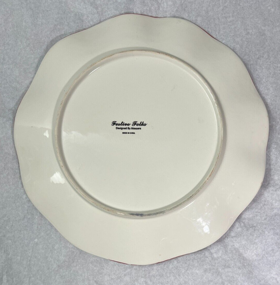 Maxcera Festive Folks Serving Plate 10.5" Red Cardinal Pine Cones - Image 3