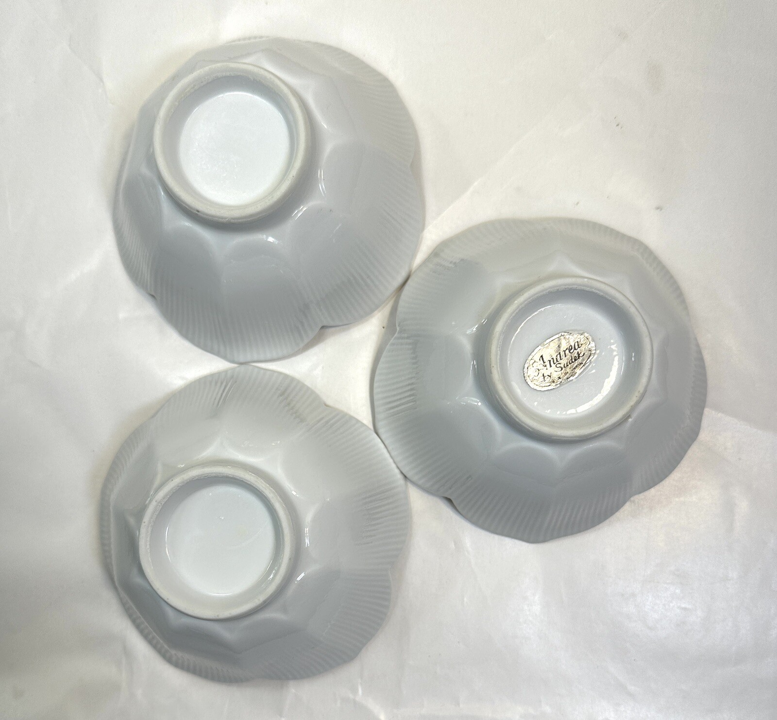 Three (3) Lotus Bowls - Andrea by Sadek - Made in Japan - White Porcelain 4 3/8" - Image 5