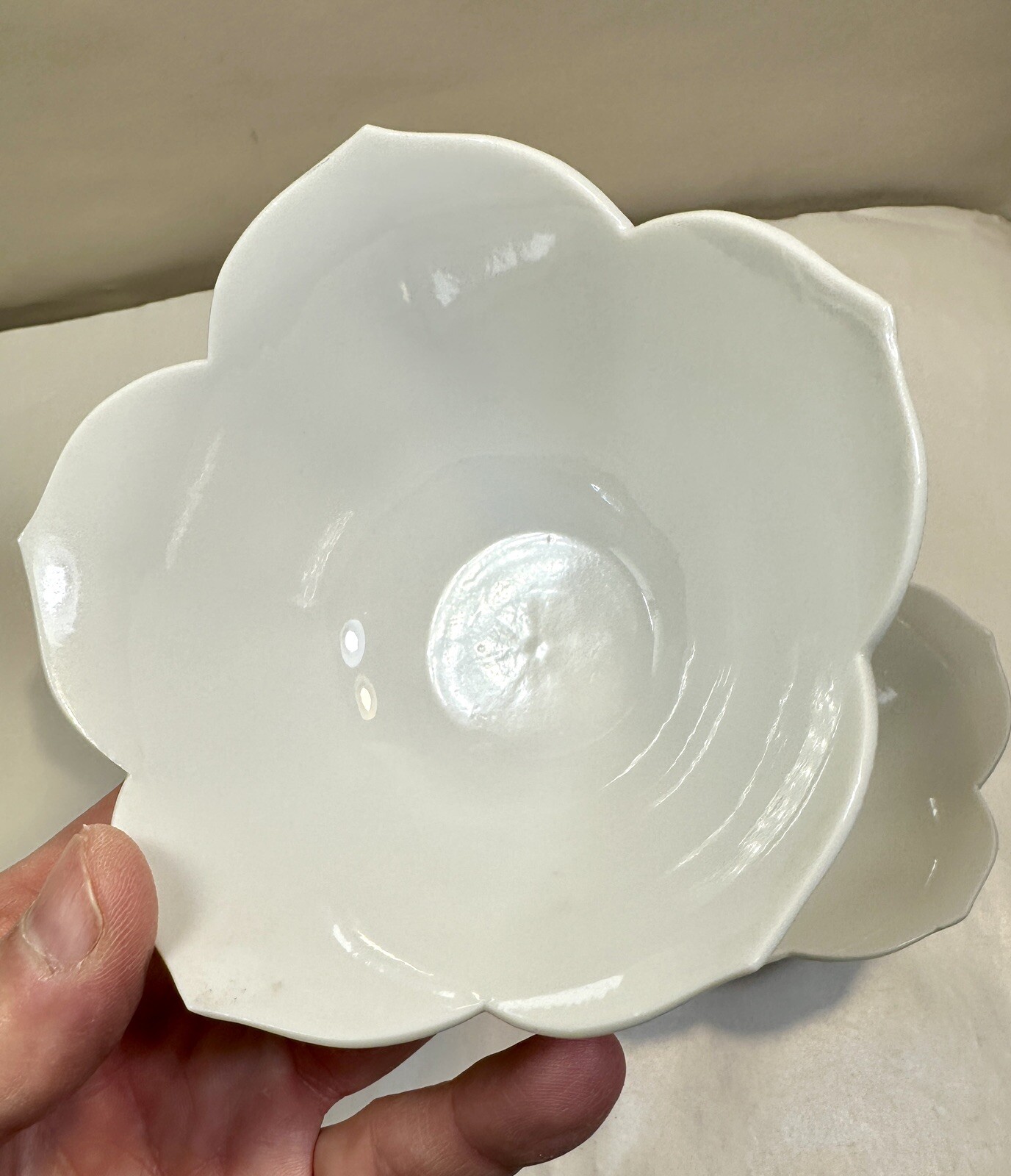 Three (3) Lotus Bowls - Andrea by Sadek - Made in Japan - White Porcelain 4 3/8" - Image 7