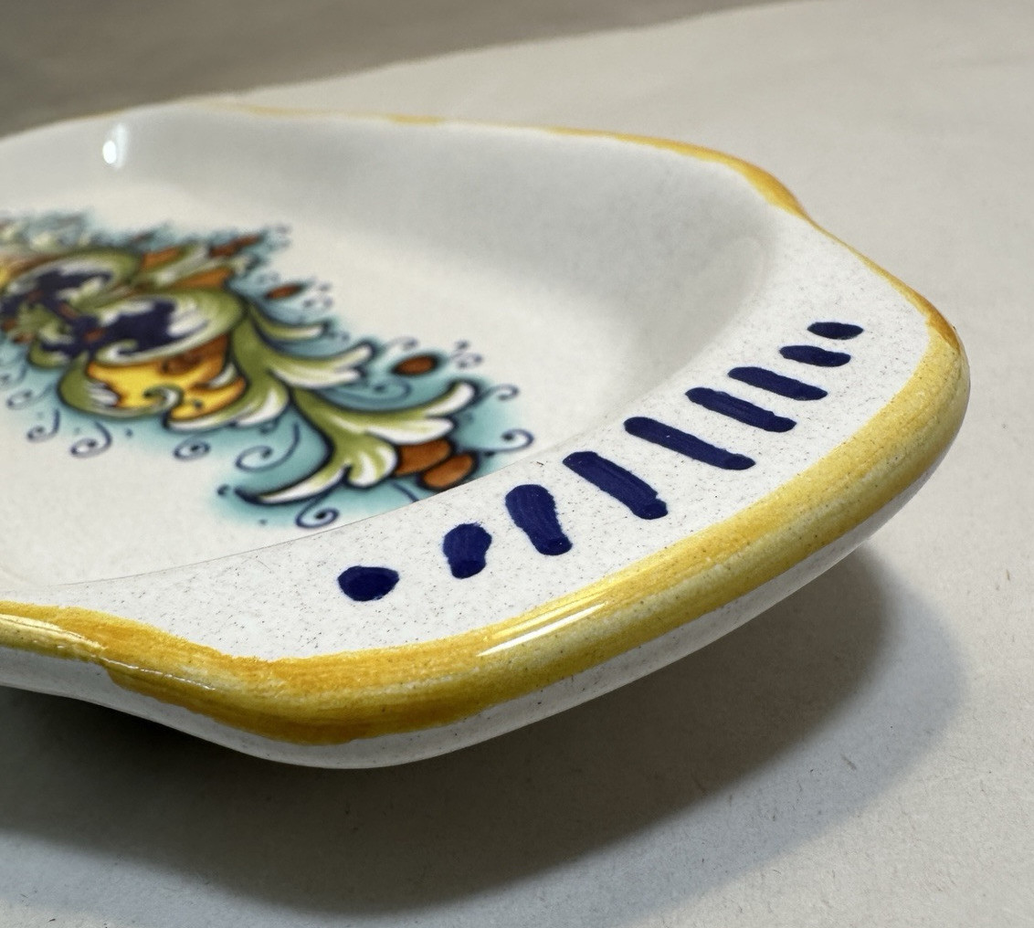 Ceramica Nova Deruta Serving Tray Dish Made in Italy Firenze Yellow Blue 12x4.5  - Image 5