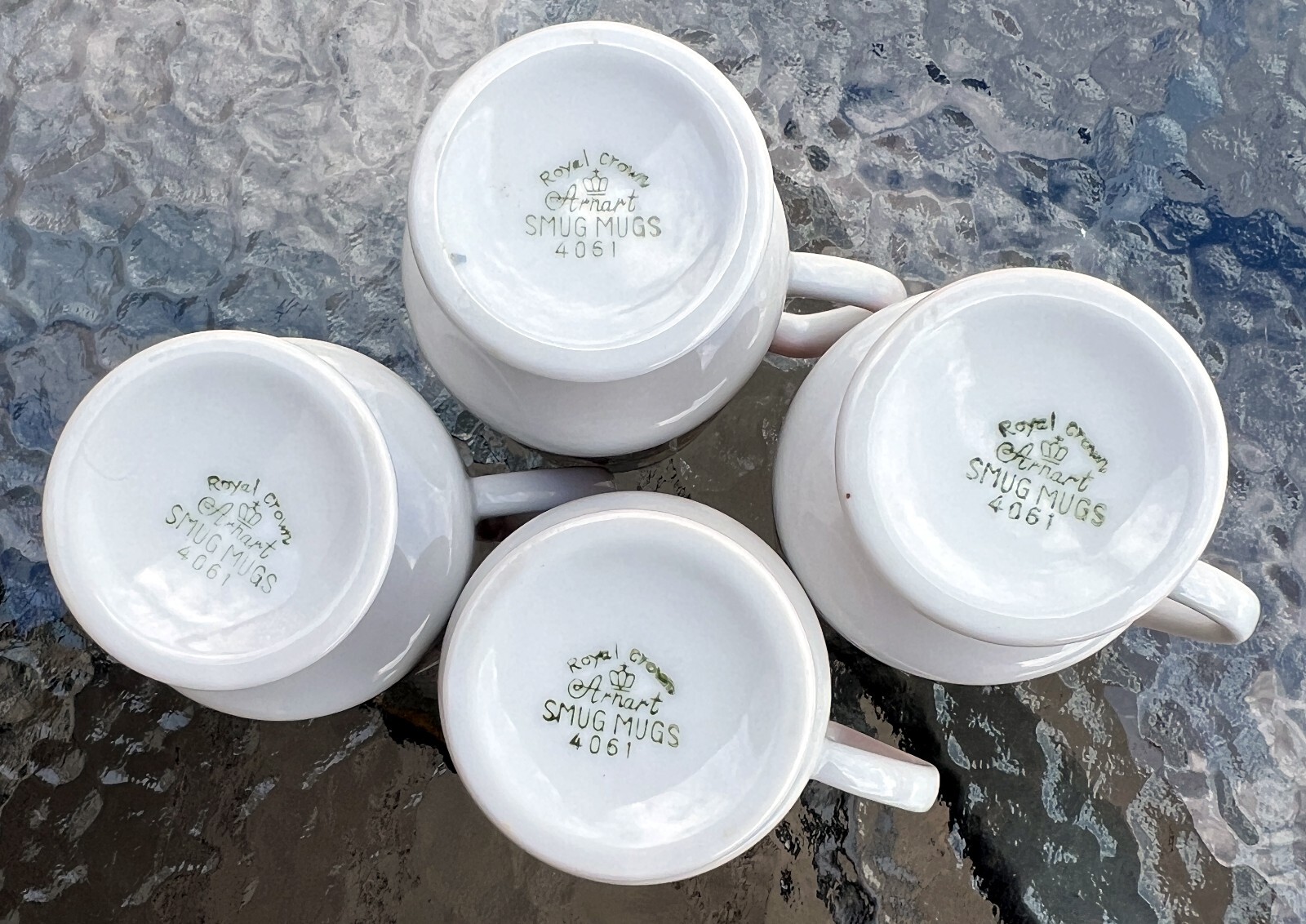 Four (4) Vintage Royal Crown Arnart Smug Mugs 4061 - Flowers / Daisies - EUC - Image 1